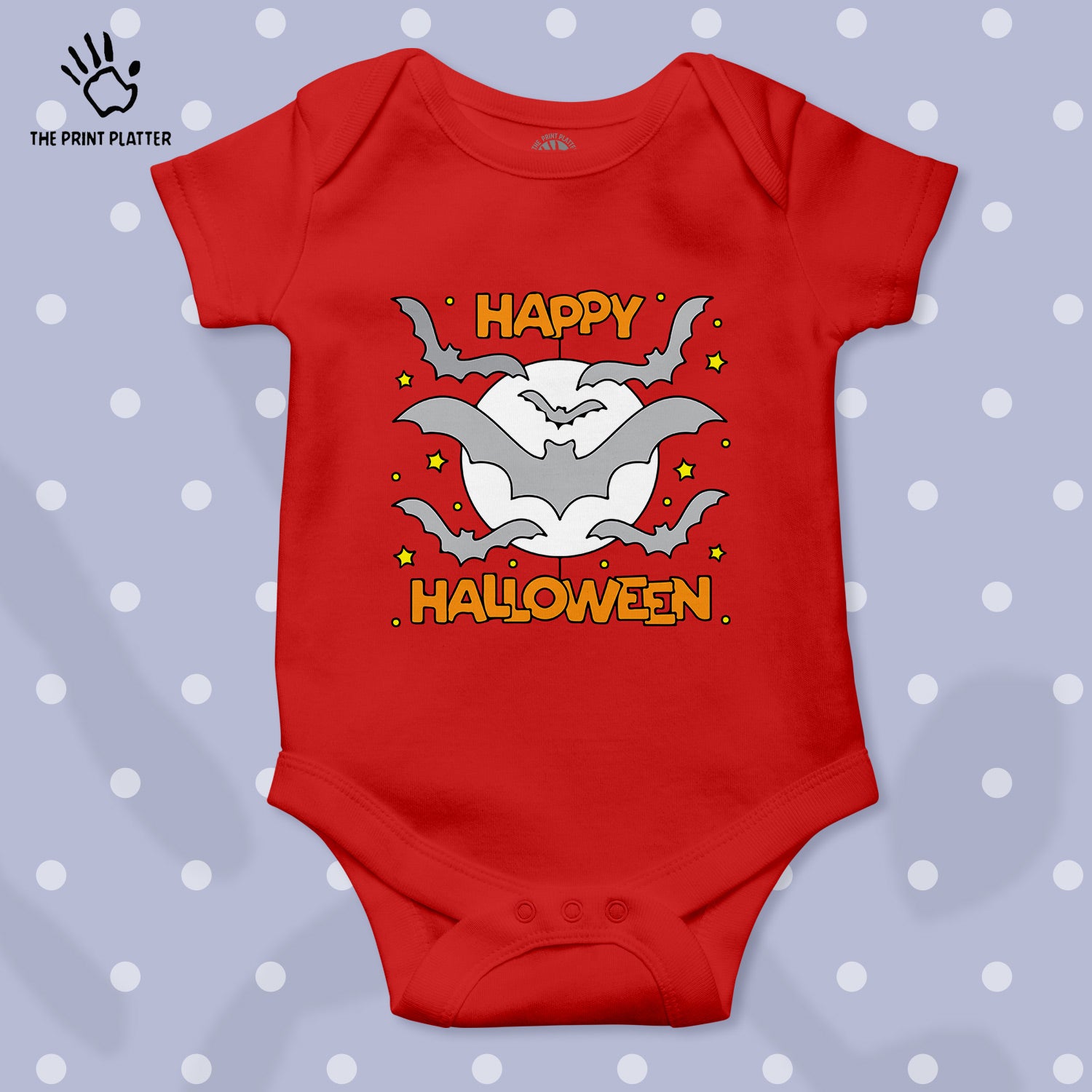 Happy Halloween Baby Romper  100% Organic Cotton Baby Romper With Envelope Neck
