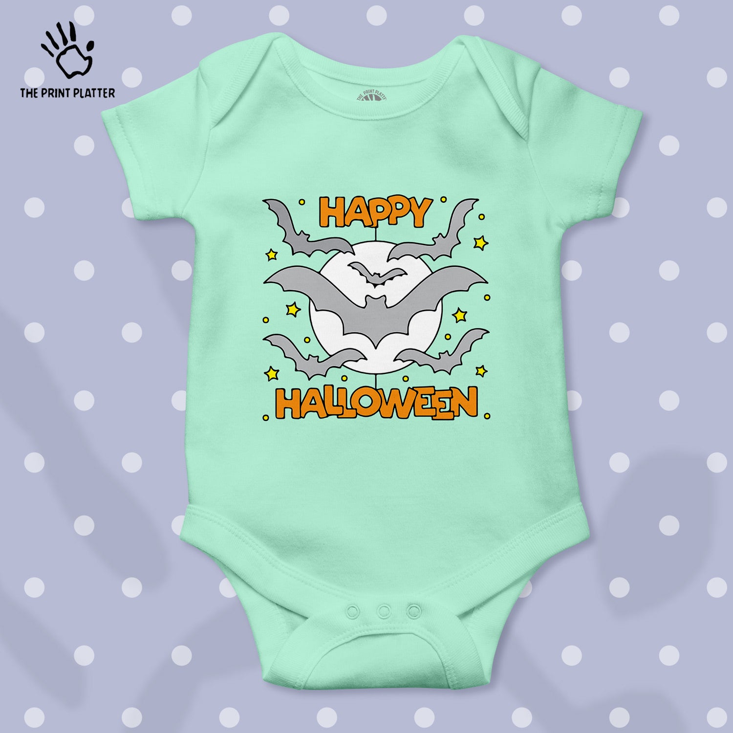 Happy Halloween Baby Romper  100% Organic Cotton Baby Romper With Envelope Neck