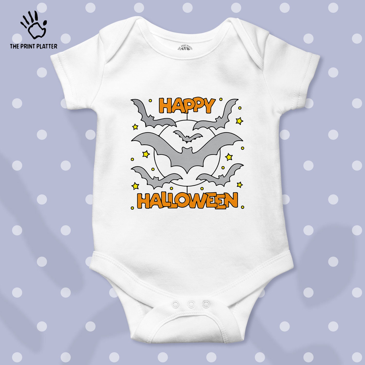 Happy Halloween Baby Romper  100% Organic Cotton Baby Romper With Envelope Neck