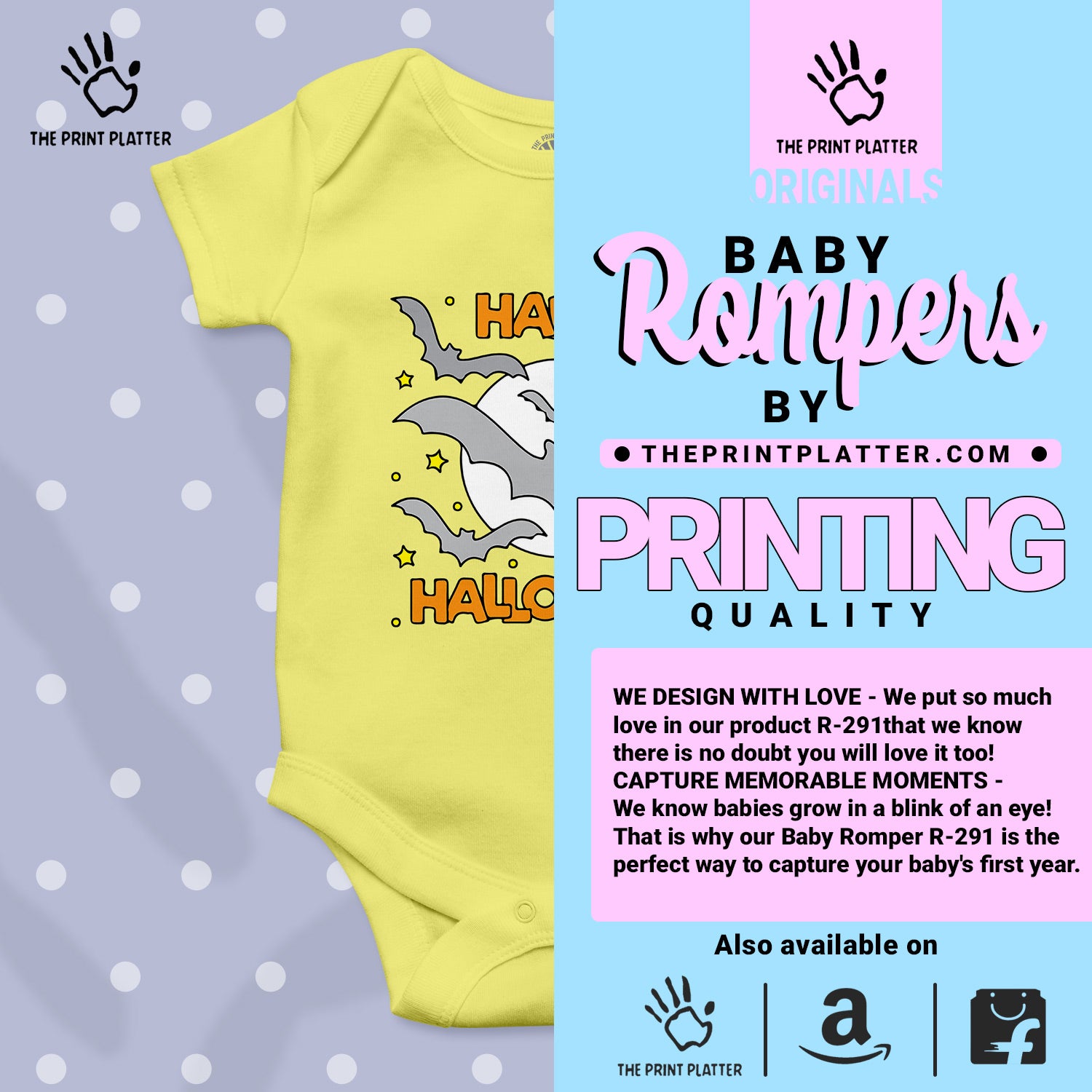 Happy Halloween Baby Romper  100% Organic Cotton Baby Romper With Envelope Neck