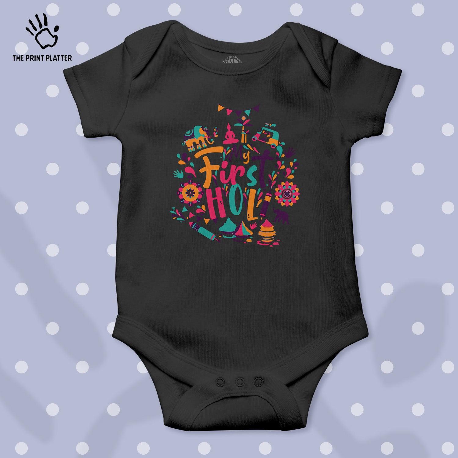 My First Holi Unisex Half Sleeve Romper