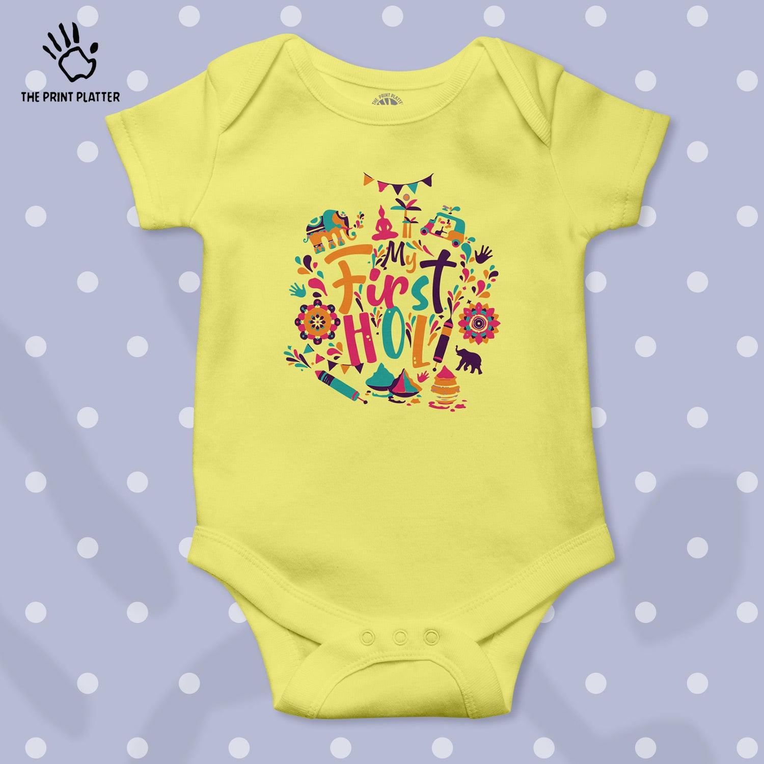 My First Holi Unisex Half Sleeve Romper