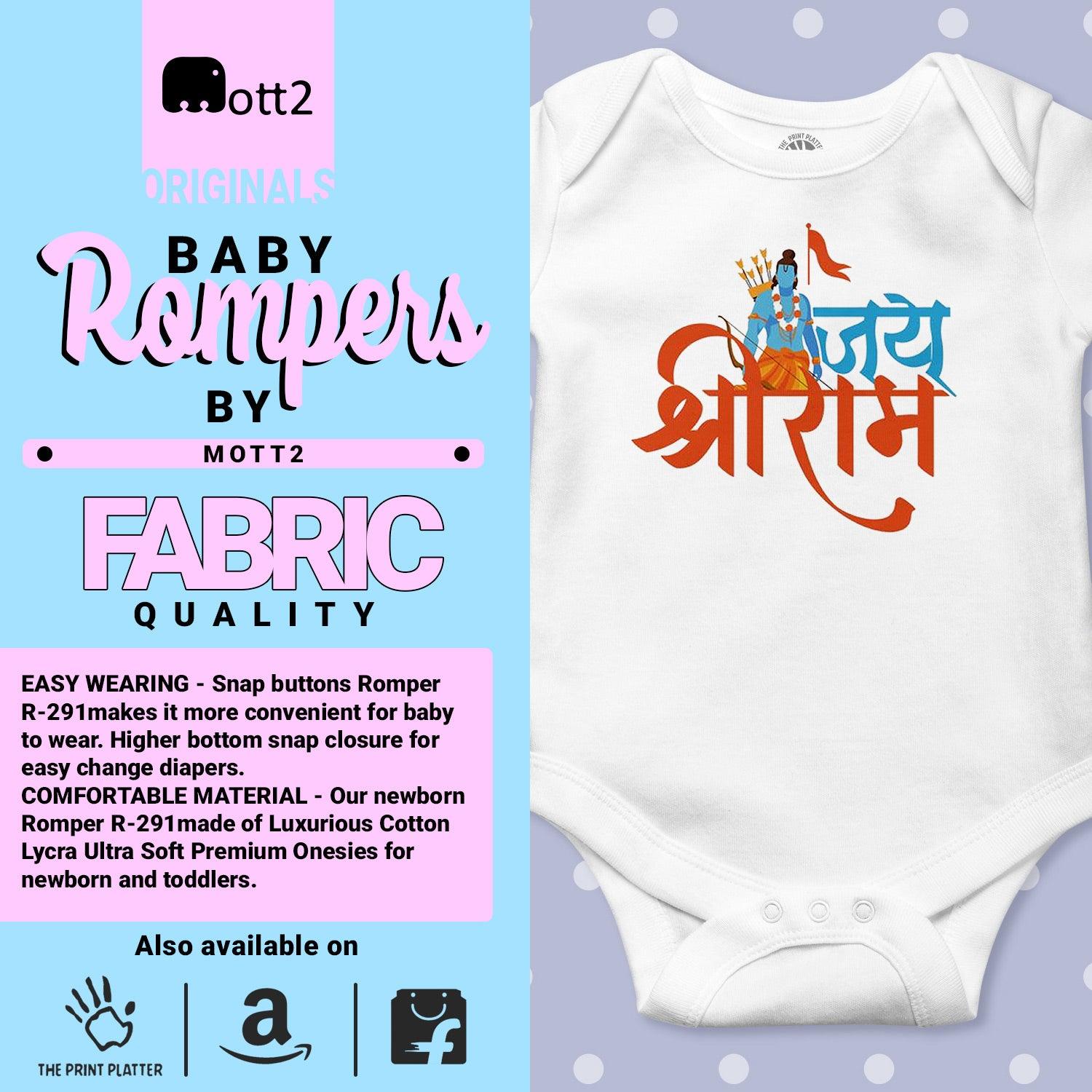 Jay Shri Ram  Half sleeve 100%organic cotton baby romper with envelope neck