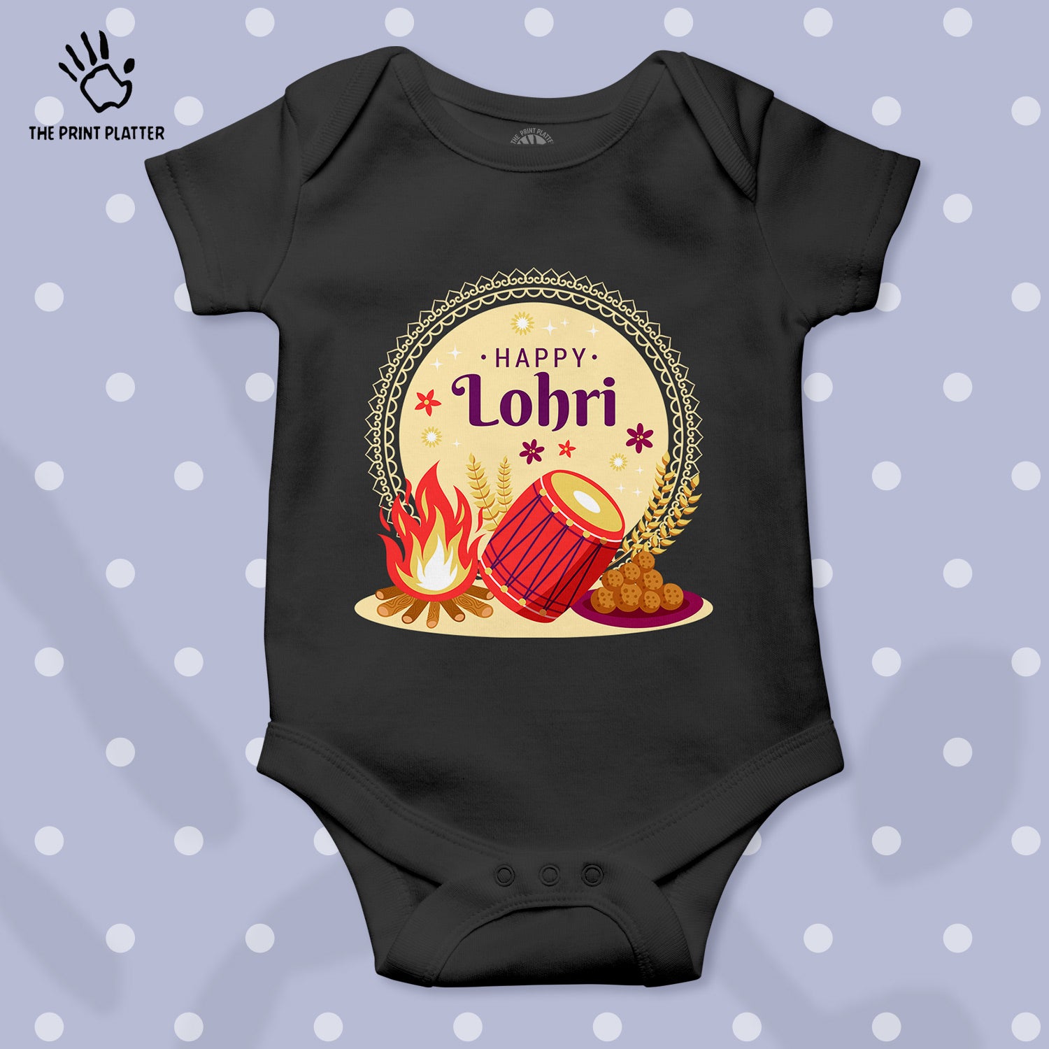 Happy Lohri Unisex Half Sleeve Romper