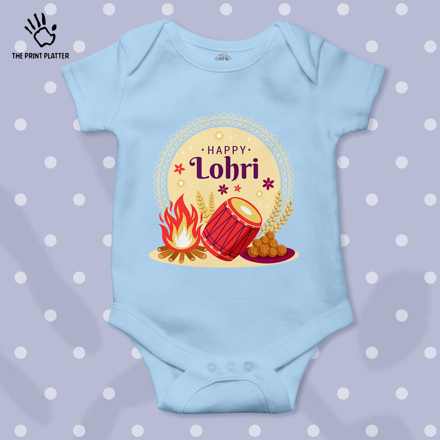 Happy Lohri Unisex Half Sleeve Romper