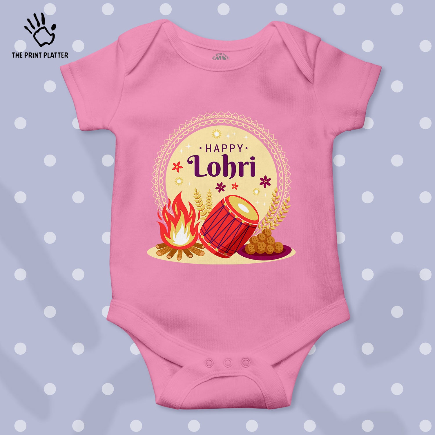 Happy Lohri Unisex Half Sleeve Romper