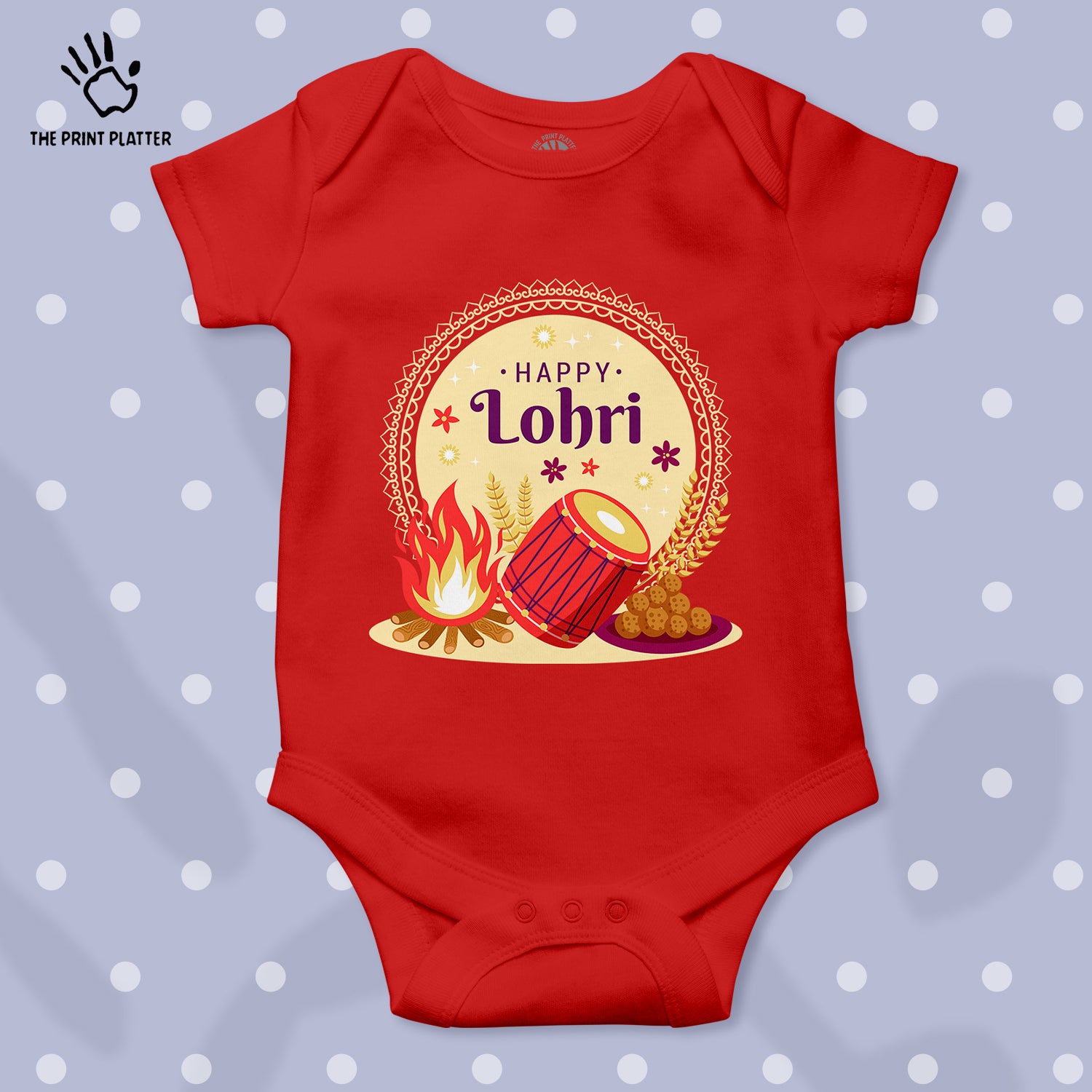 Happy Lohri Unisex Half Sleeve Romper