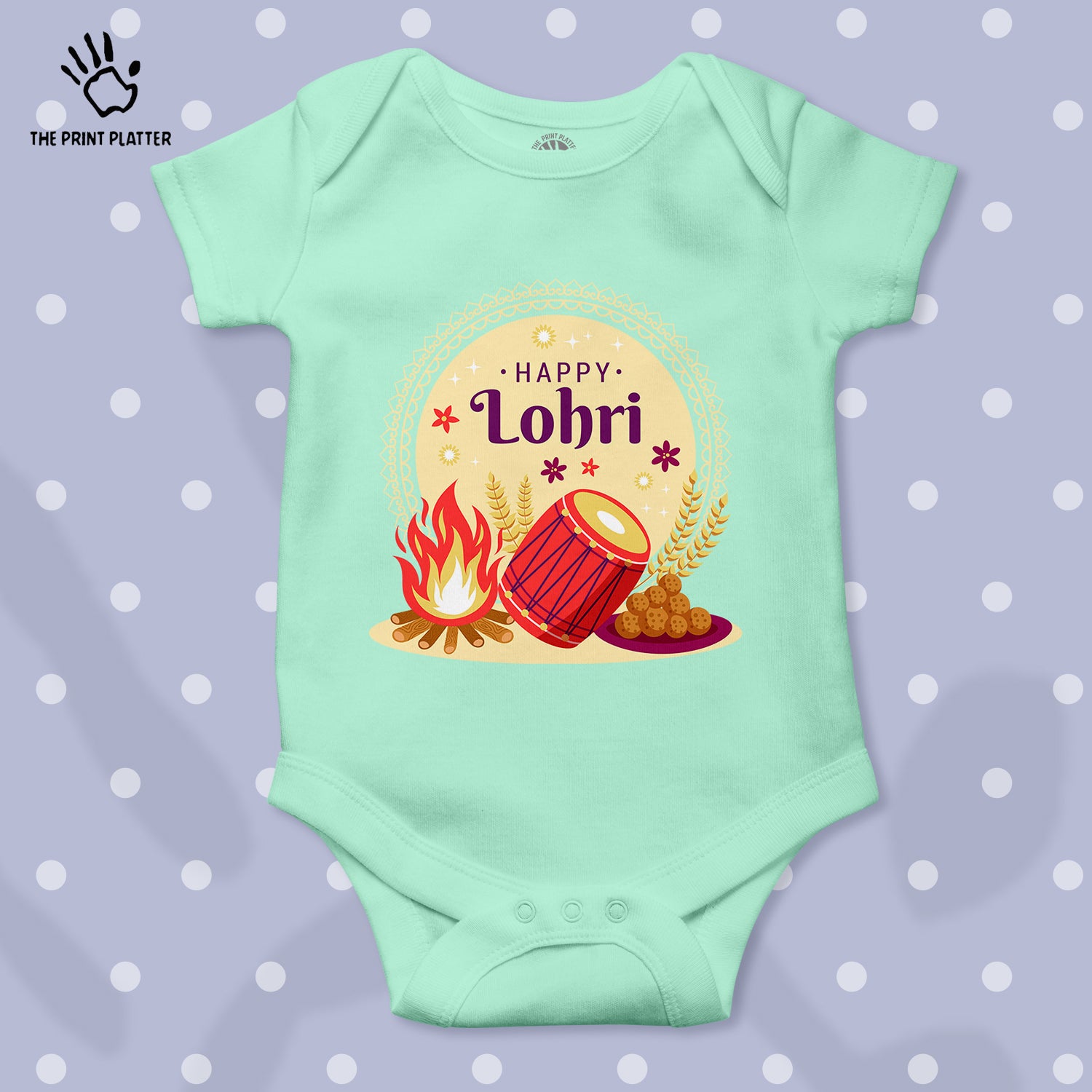 Happy Lohri Unisex Half Sleeve Romper