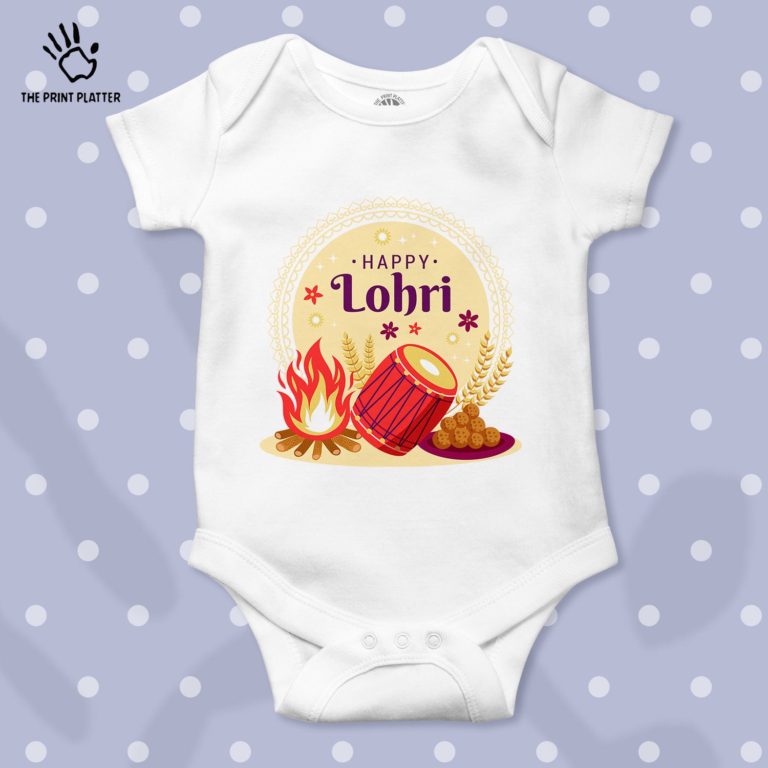 Happy Lohri Unisex Half Sleeve Romper