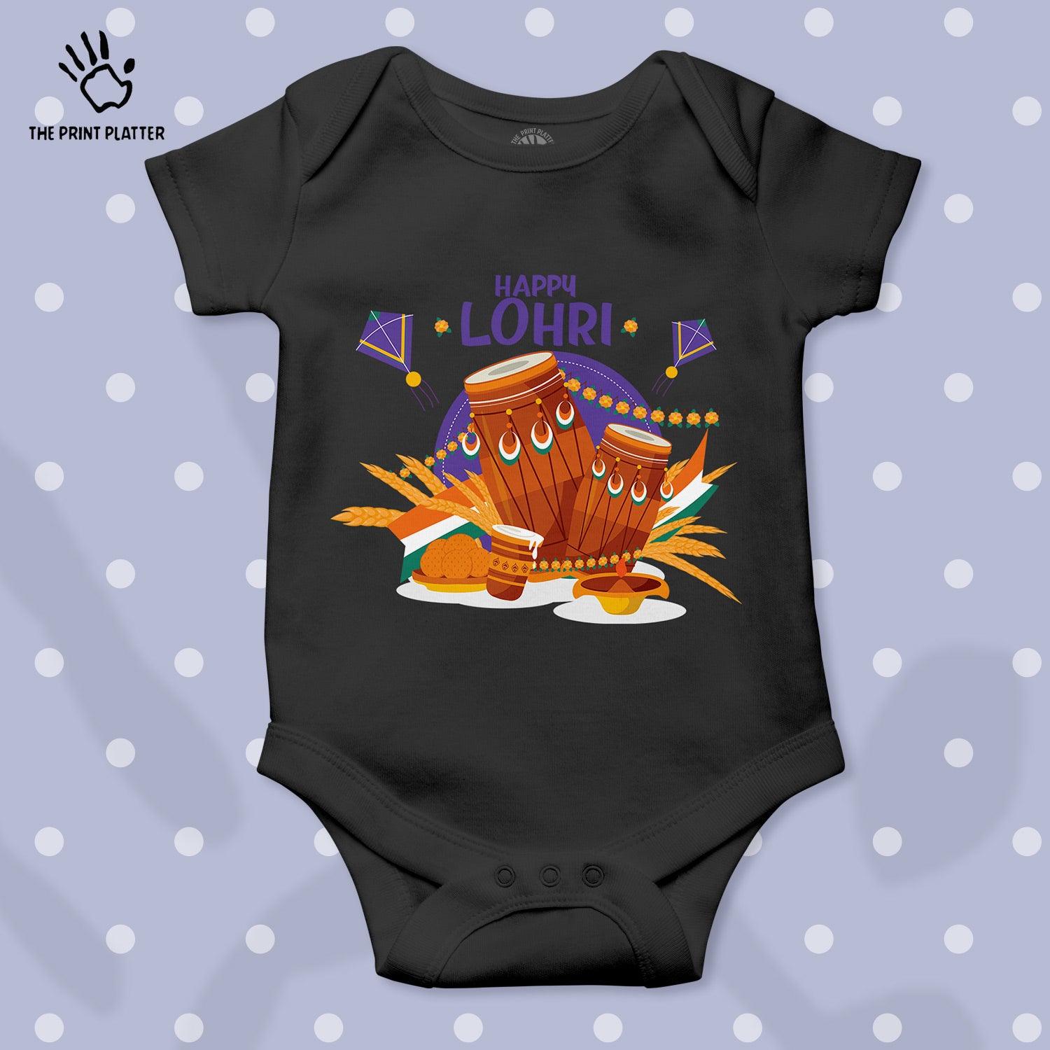 Happy Lohri Unisex Half Sleeve Romper