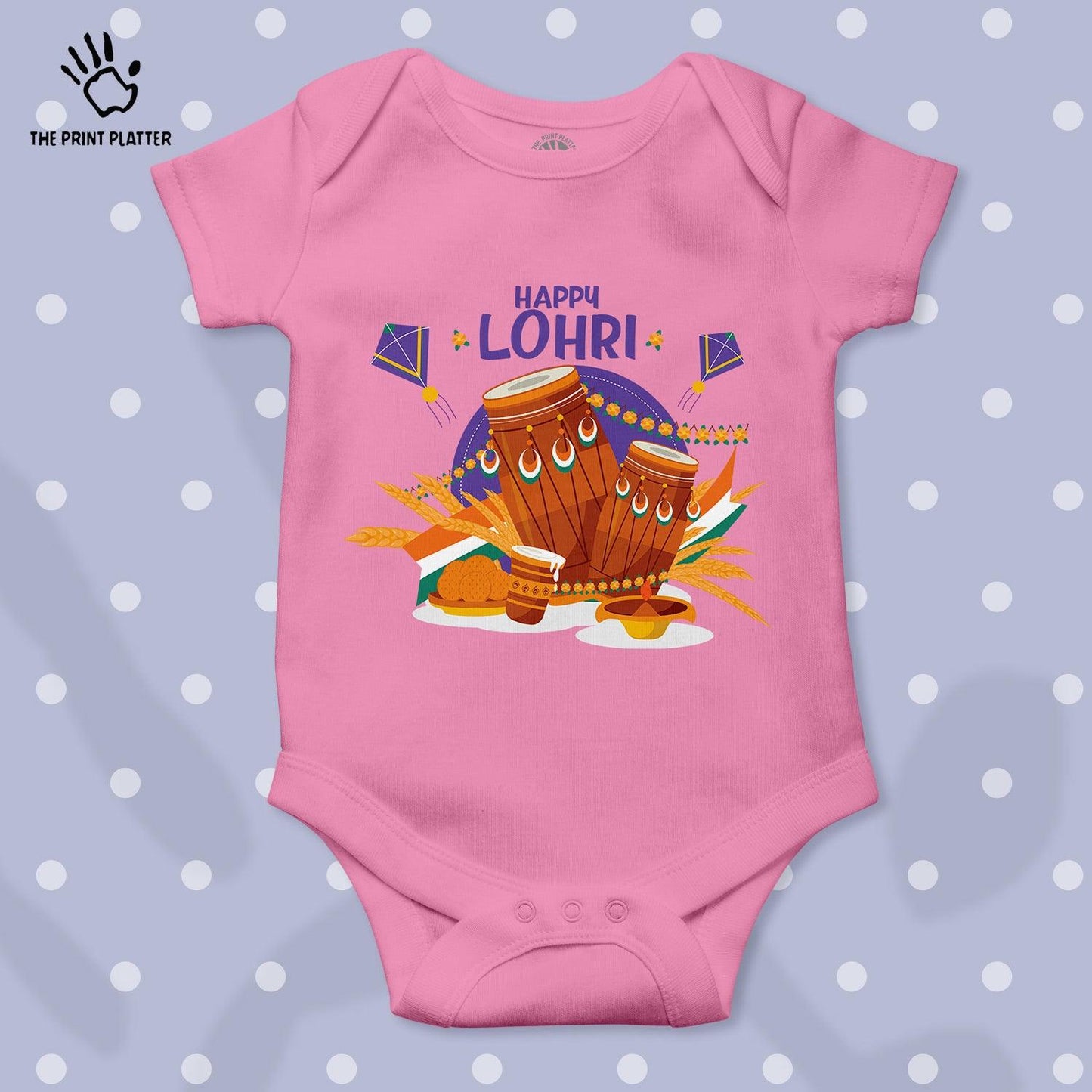 Happy Lohri Unisex Half Sleeve Romper