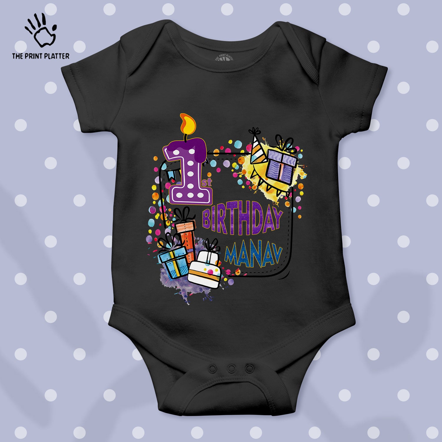 First Birthday Manav Unisex Half Sleeve Romper