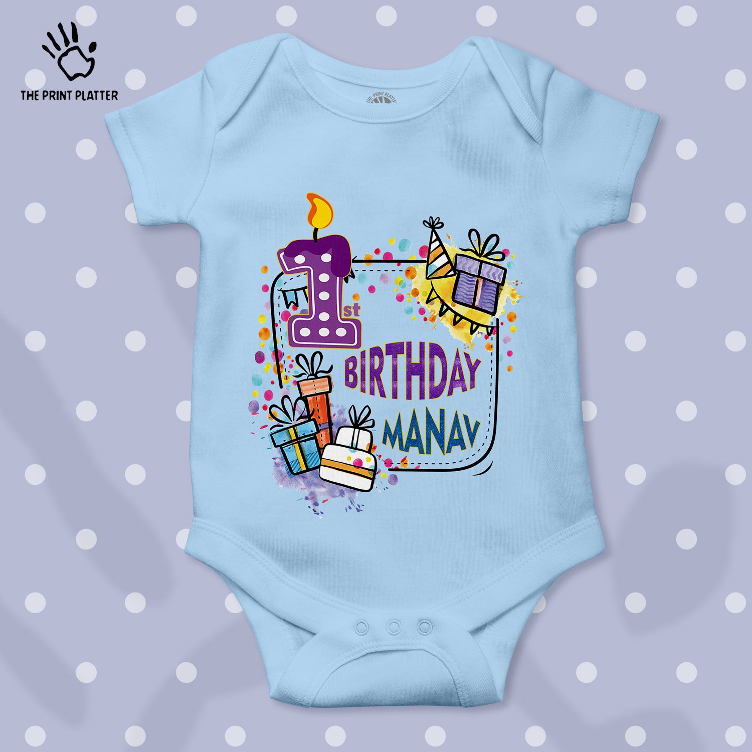 First Birthday Manav Unisex Half Sleeve Romper