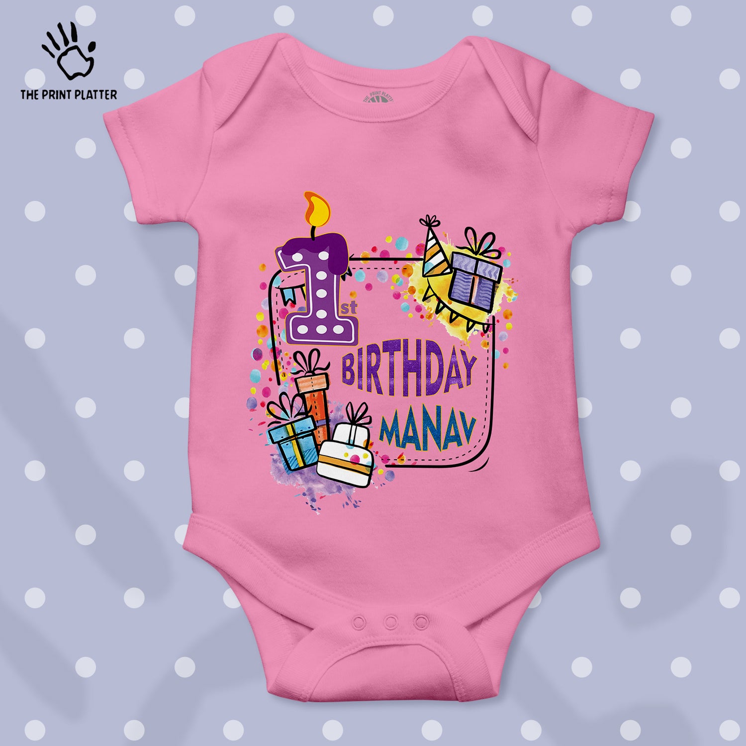 First Birthday Manav Unisex Half Sleeve Romper