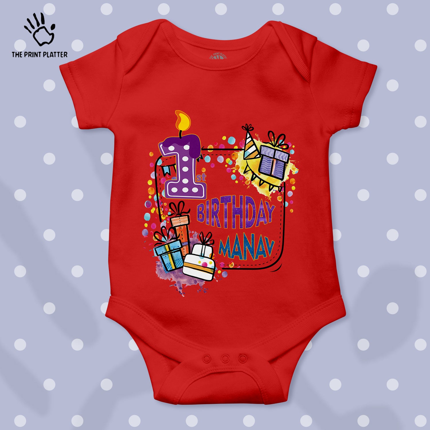 First Birthday Manav Unisex Half Sleeve Romper