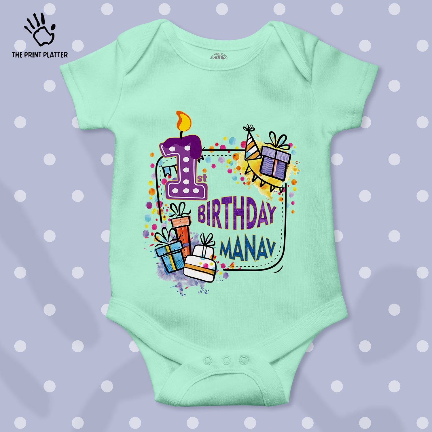 First Birthday Manav Unisex Half Sleeve Romper