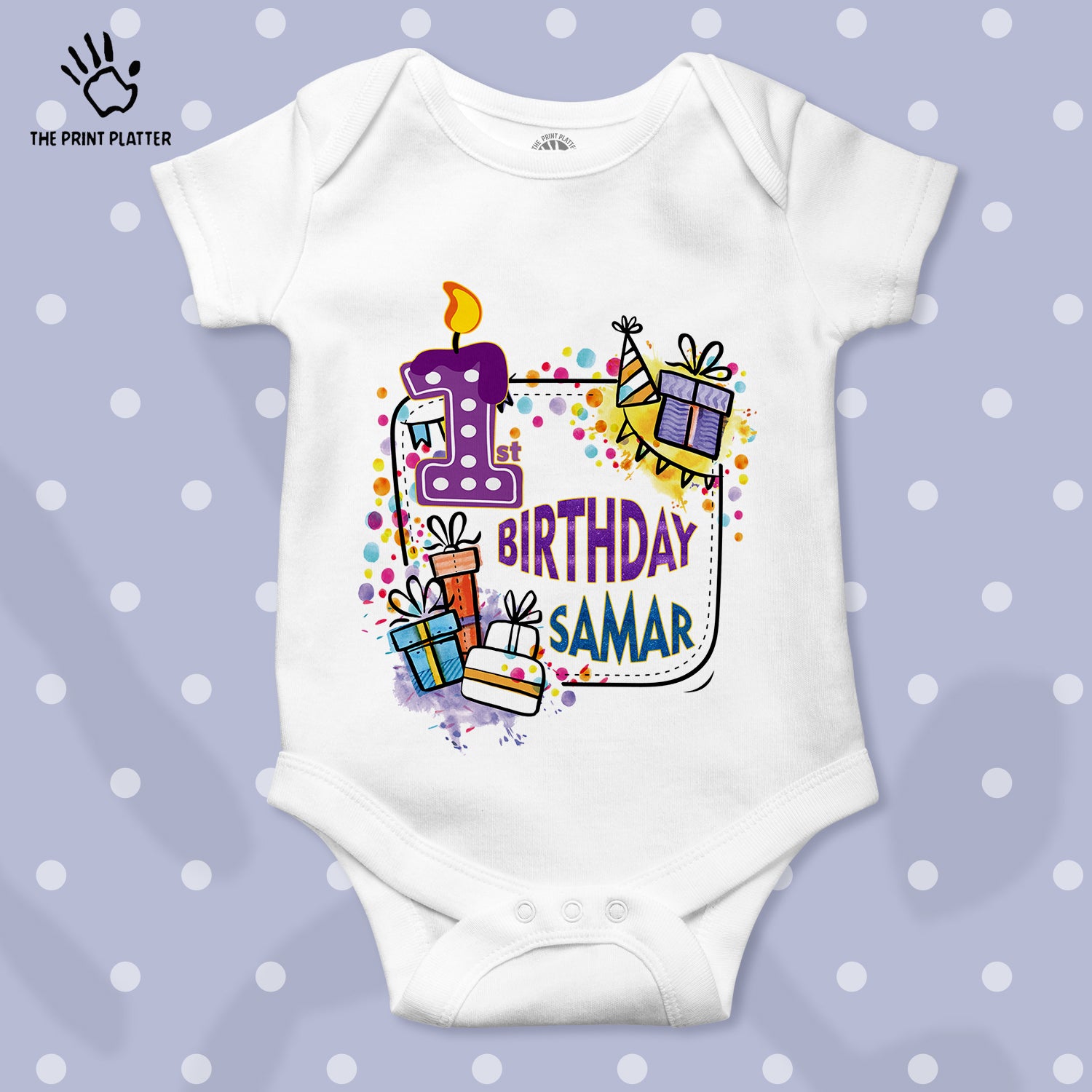 First Birthday Samar Unisex Half Sleeve Romper