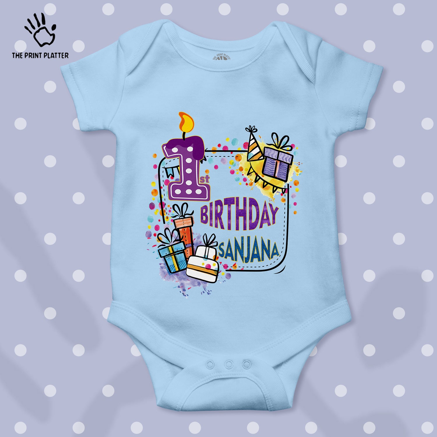 First Birthday Sanjana Unisex Half Sleeve Romper