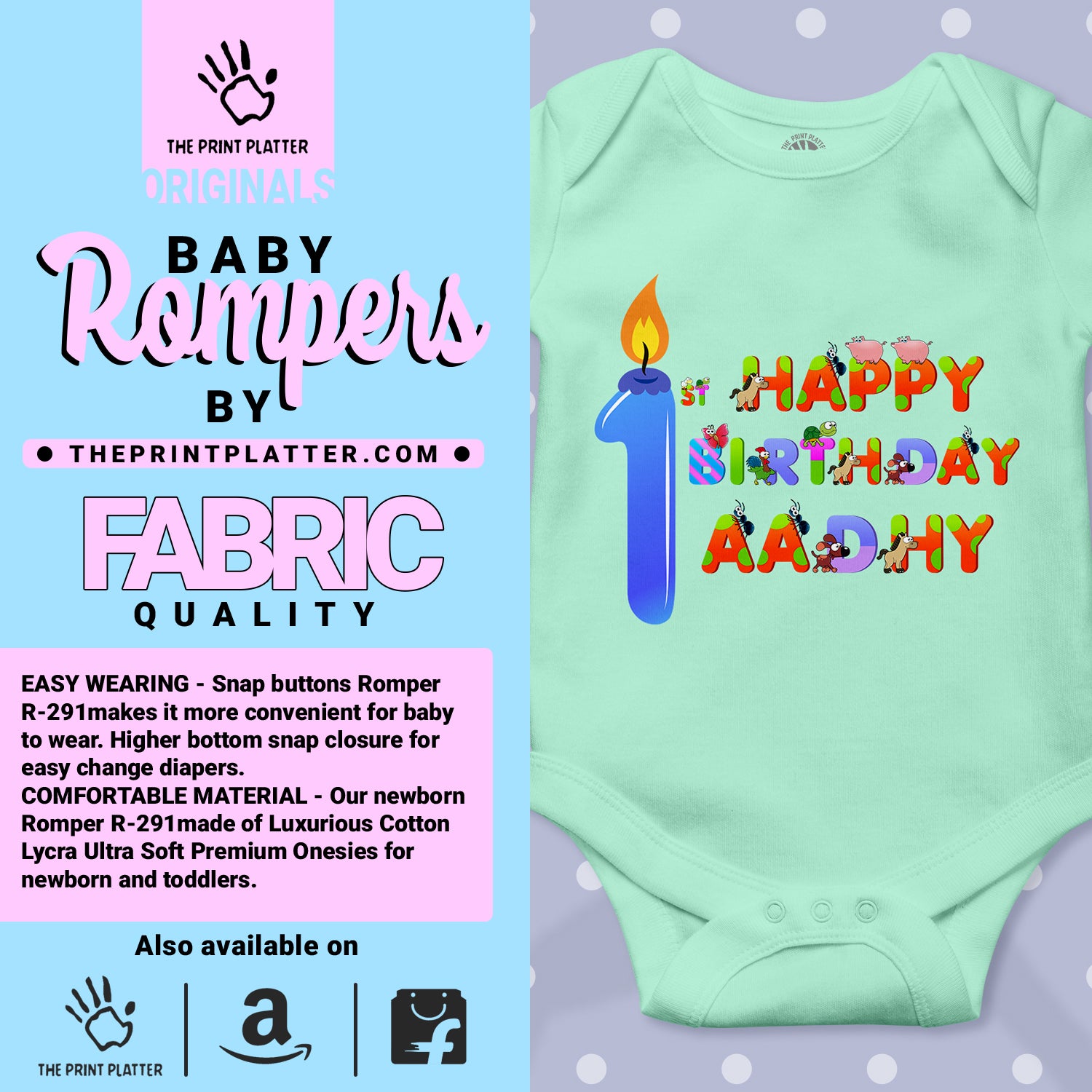 First Birthday Aadhya Unisex Half Sleeve Romper