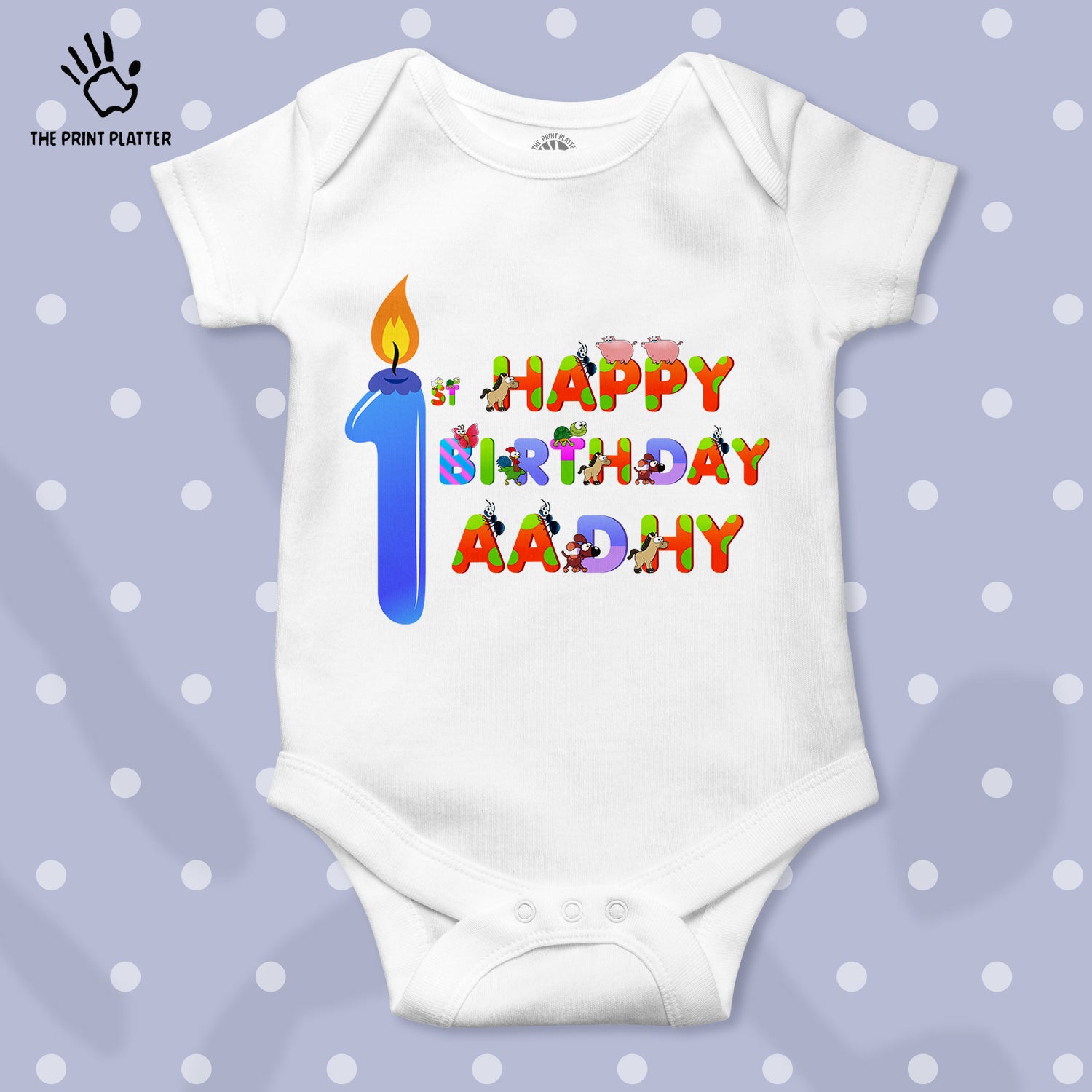 First Birthday Aadhya Unisex Half Sleeve Romper