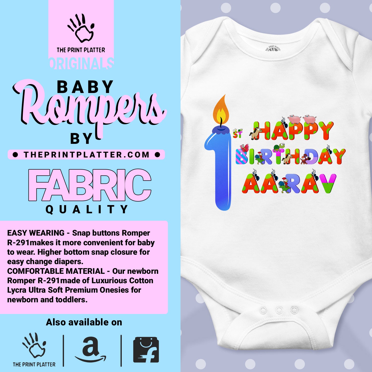 First Birthday Aarav Unisex Half Sleeve Romper