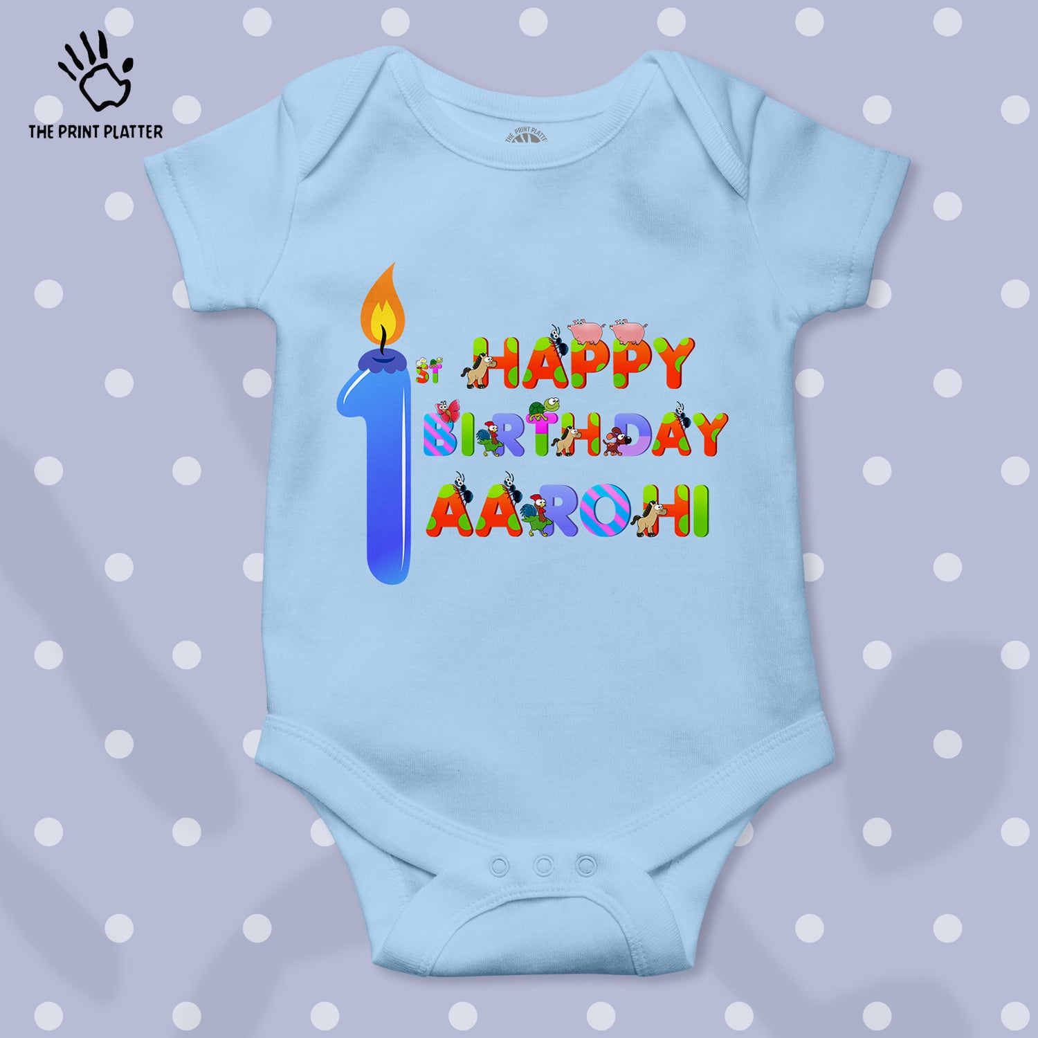 First Birthday Aarohi Unisex Half Sleeve Romper