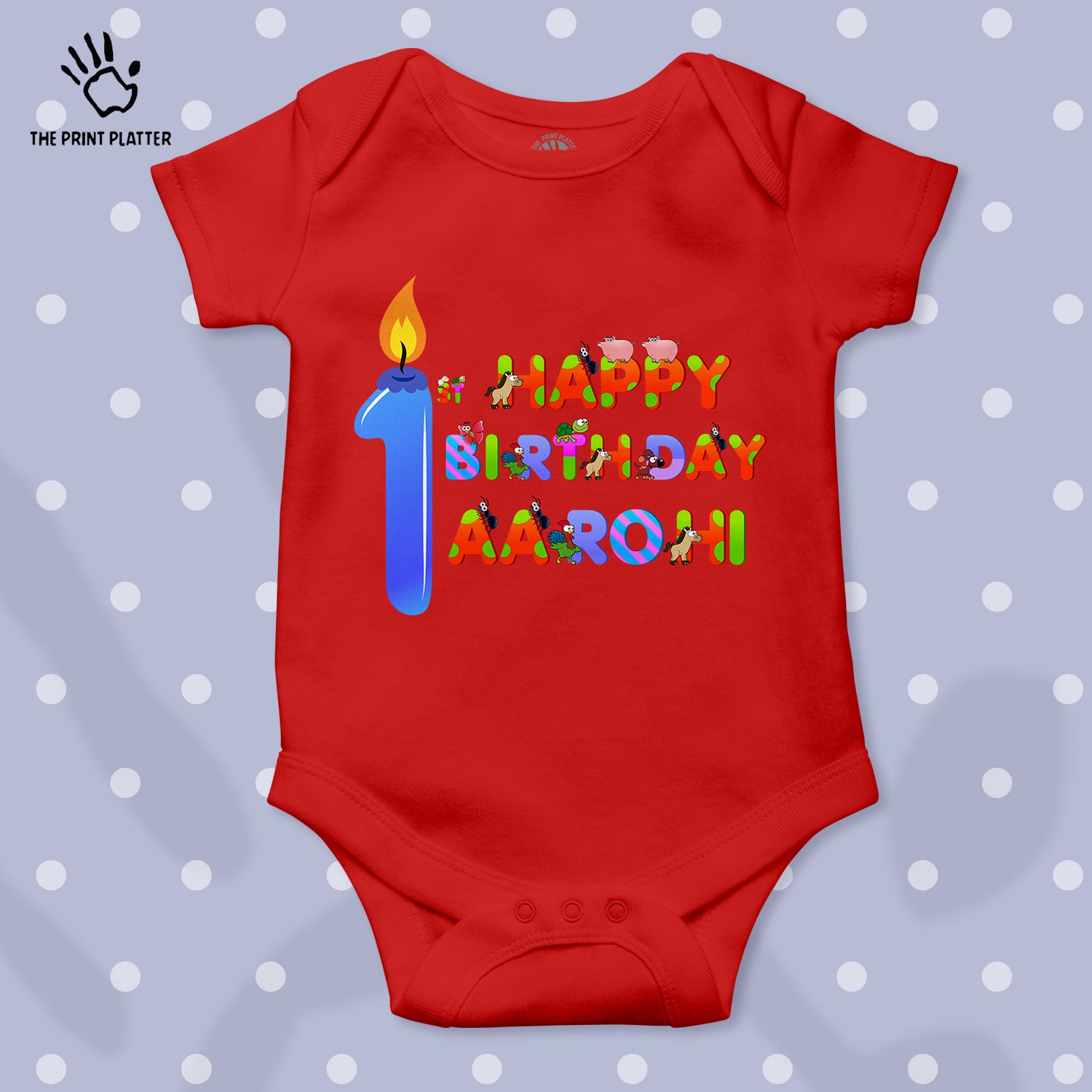 First Birthday Aarohi Unisex Half Sleeve Romper