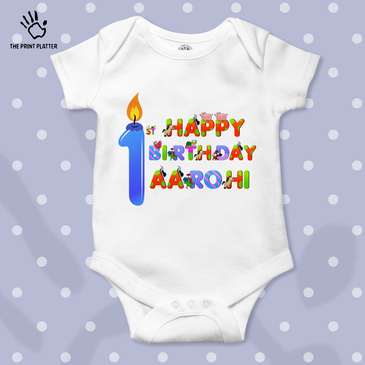 First Birthday Aarohi Unisex Half Sleeve Romper