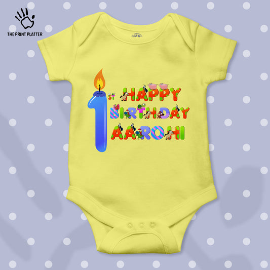 First Birthday Aarohi Unisex Half Sleeve Romper