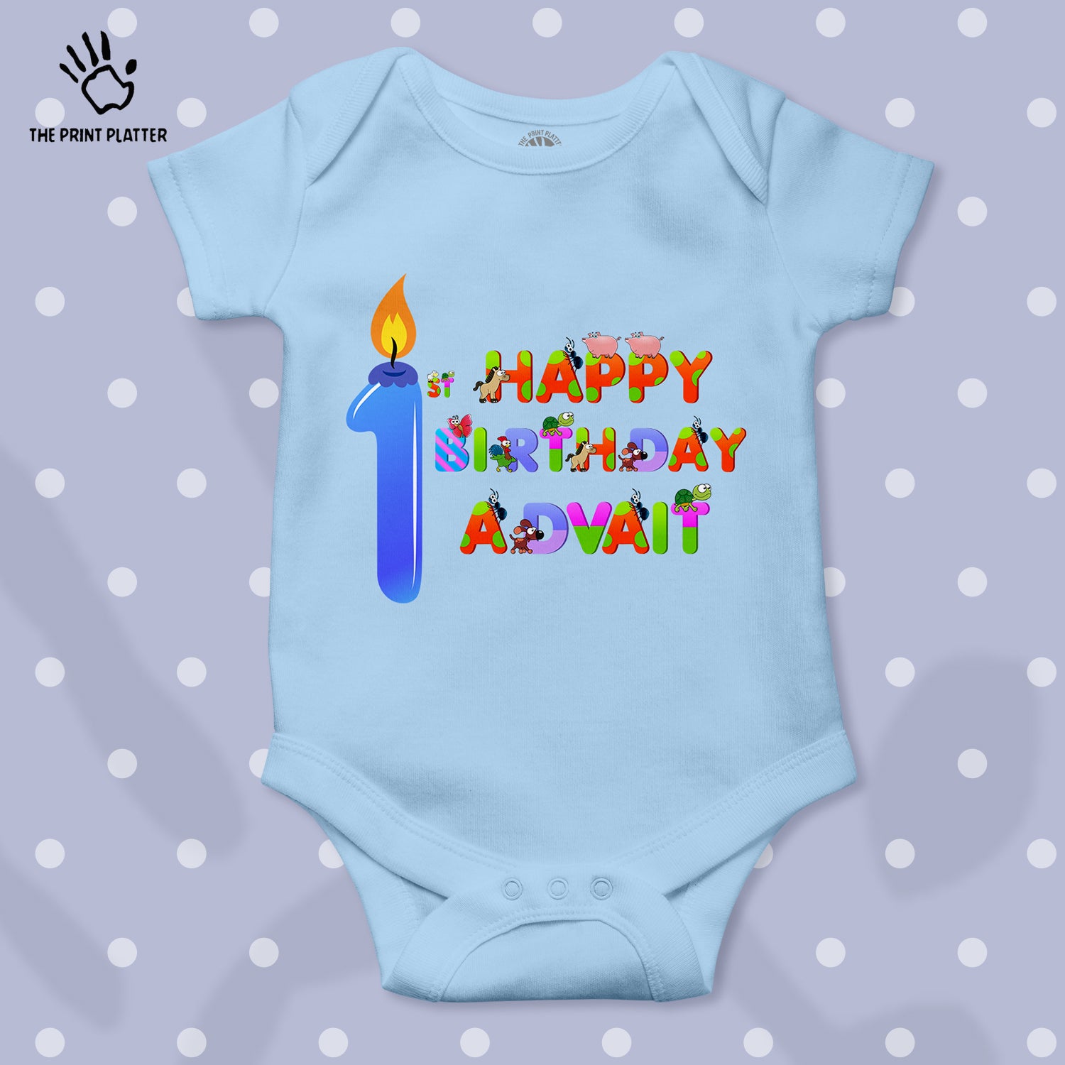 First Birthday Advait Unisex Half Sleeve Romper