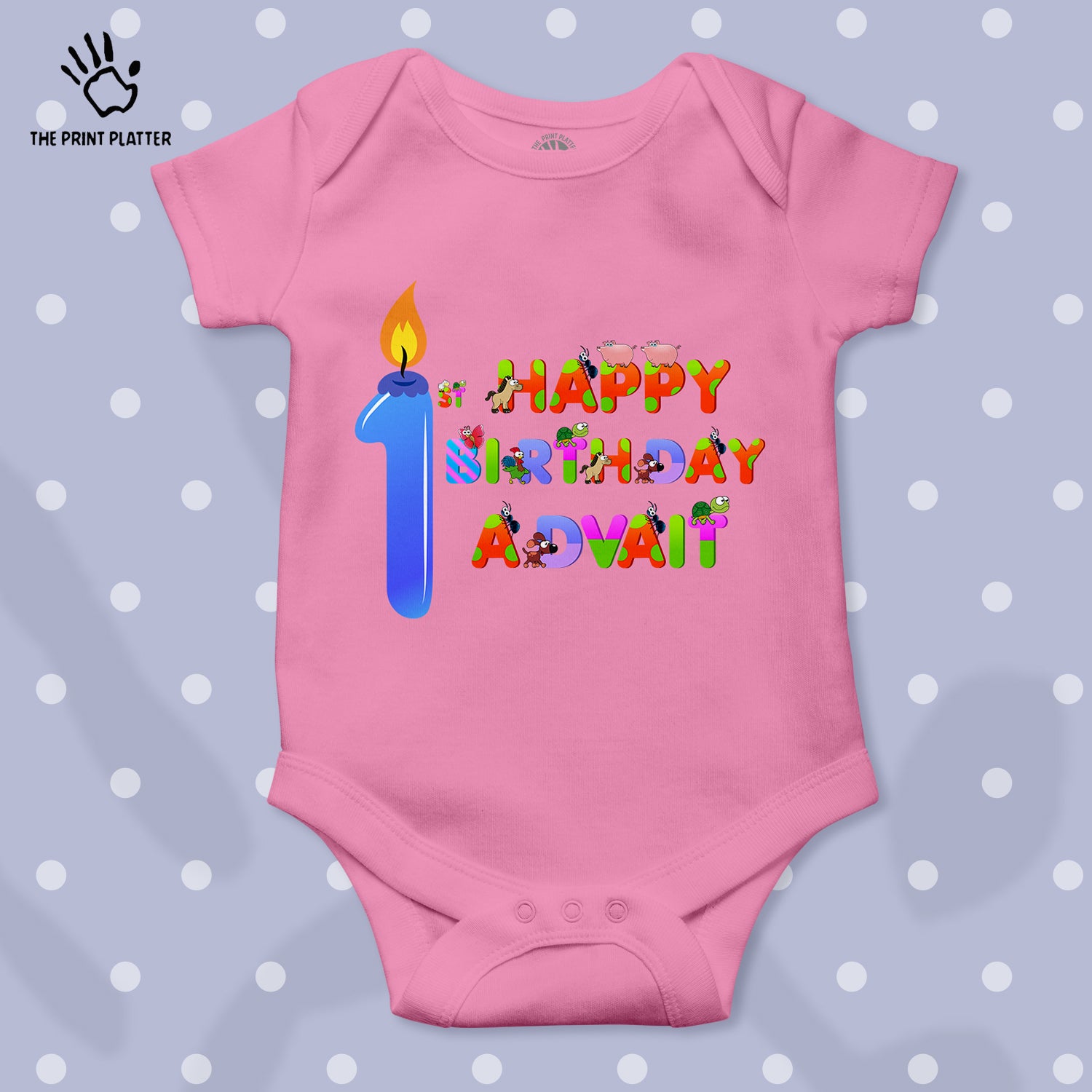 First Birthday Advait Unisex Half Sleeve Romper