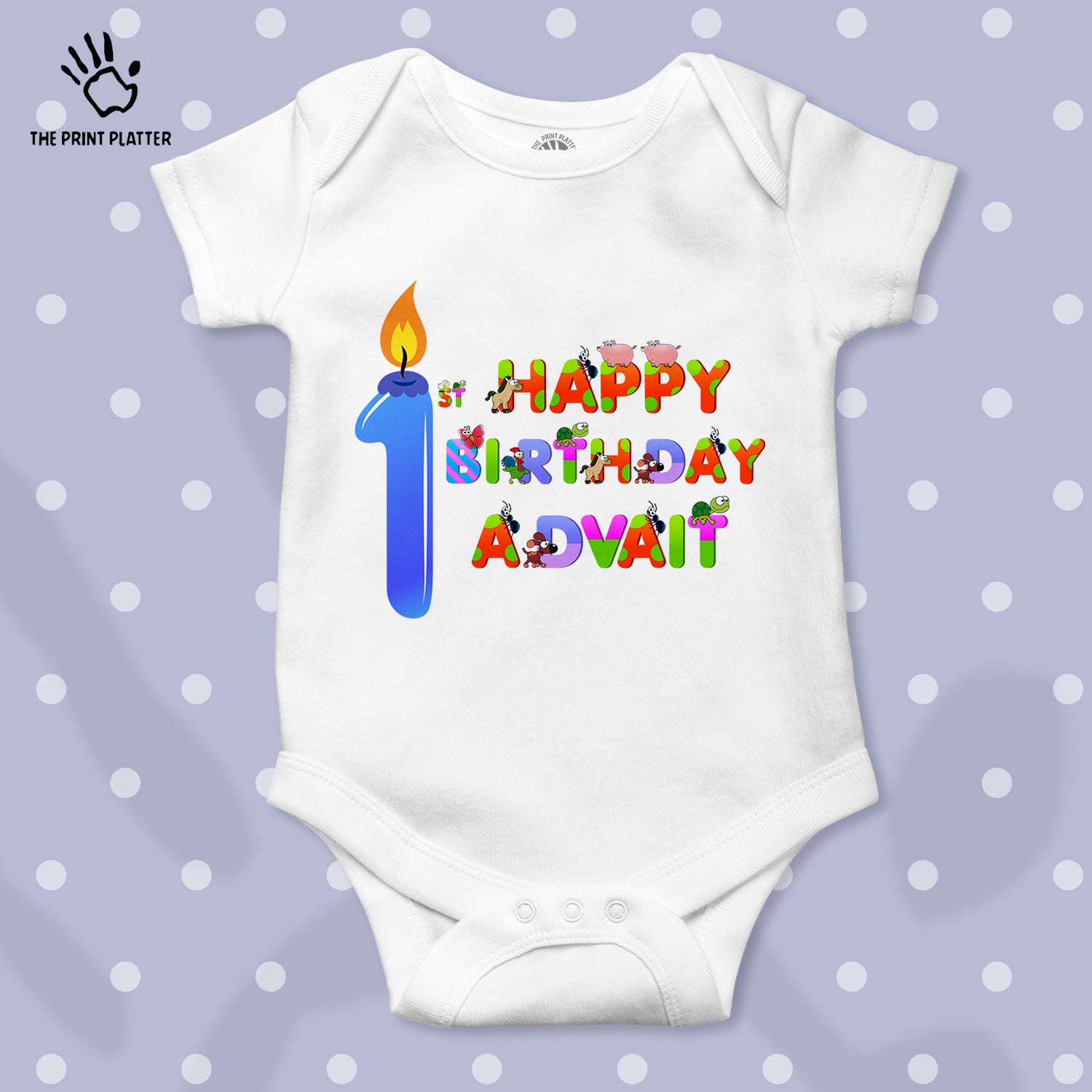 First Birthday Advait Unisex Half Sleeve Romper