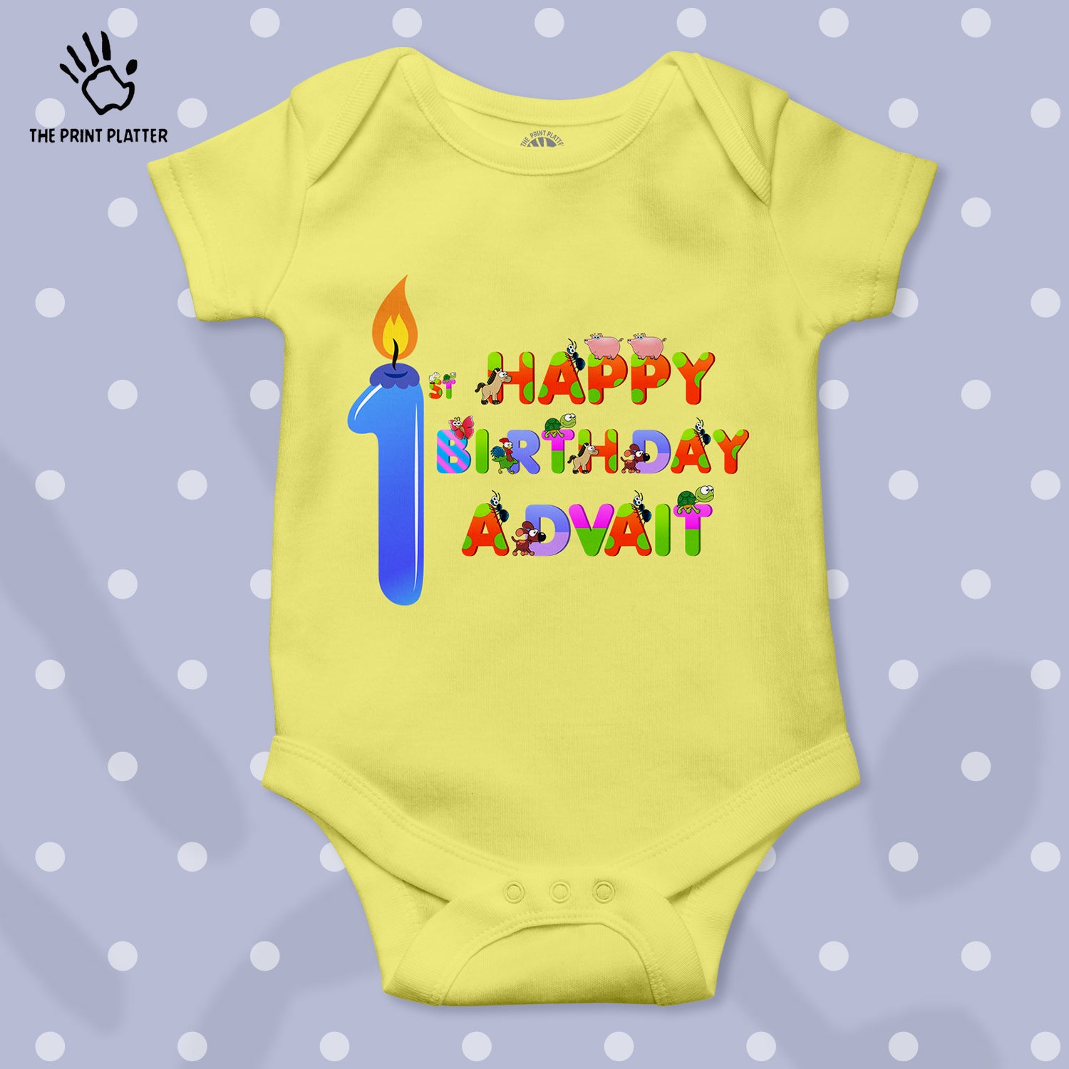 First Birthday Advait Unisex Half Sleeve Romper