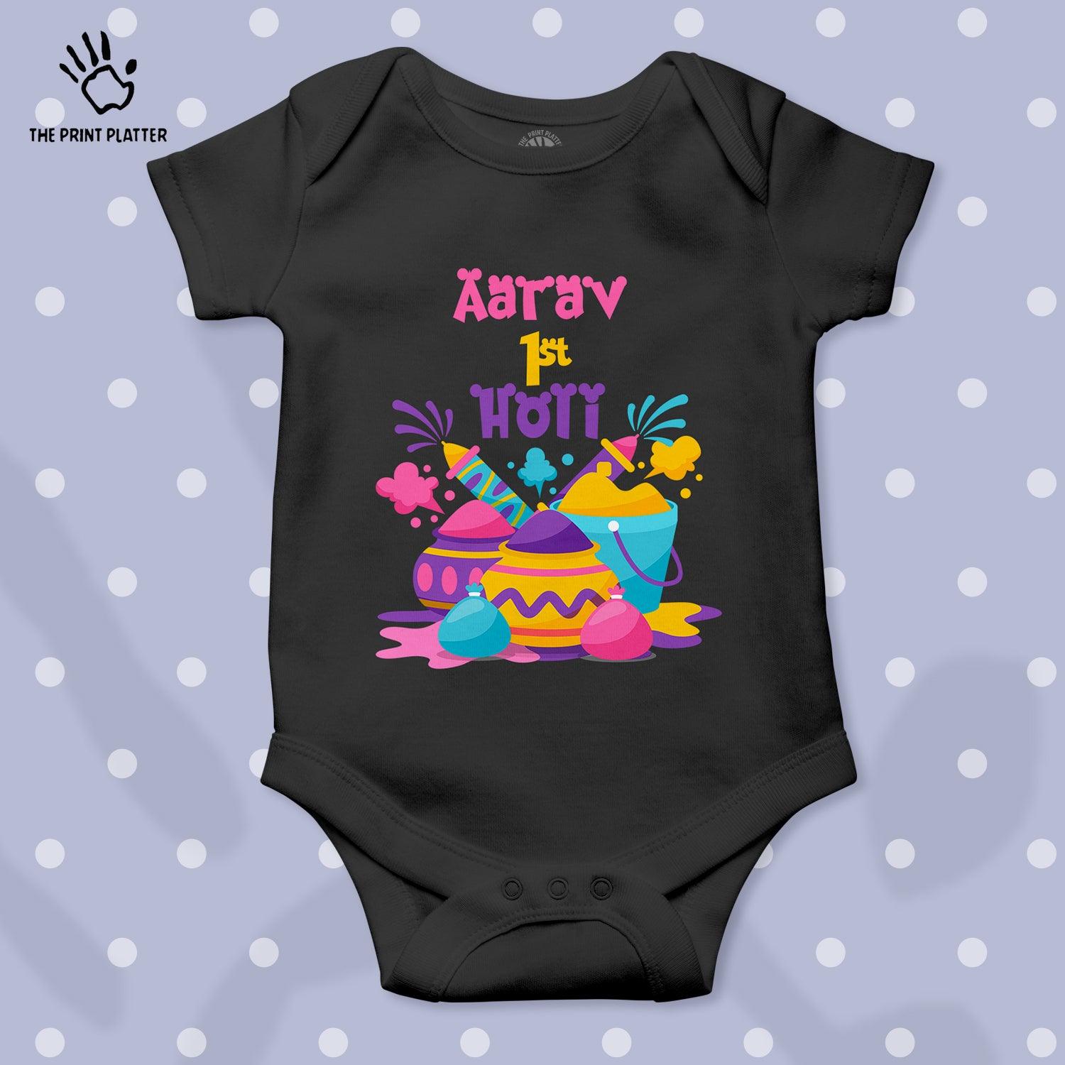 Aarav 1st Holi Unisex Half Sleeve Romper