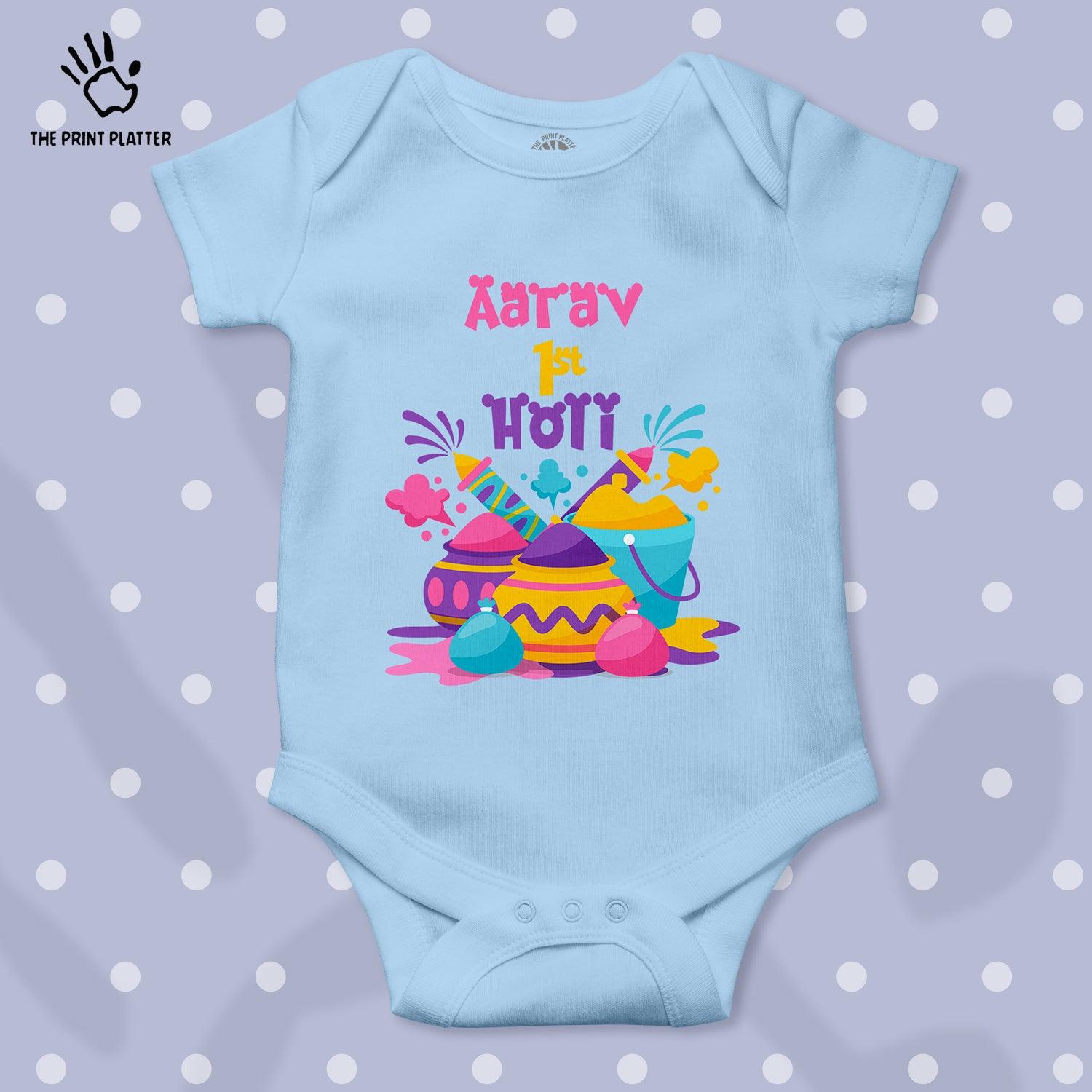 Aarav 1st Holi Unisex Half Sleeve Romper