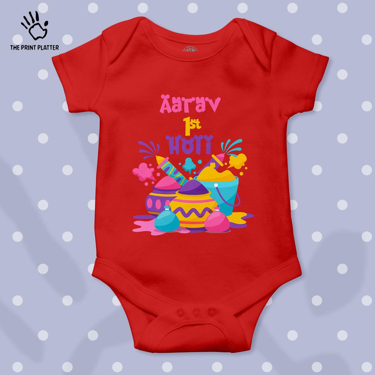 Aarav 1st Holi Unisex Half Sleeve Romper