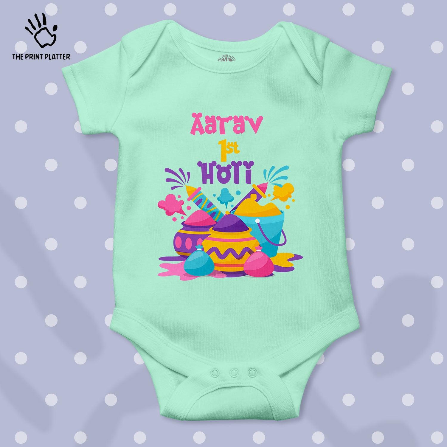 Aarav 1st Holi Unisex Half Sleeve Romper