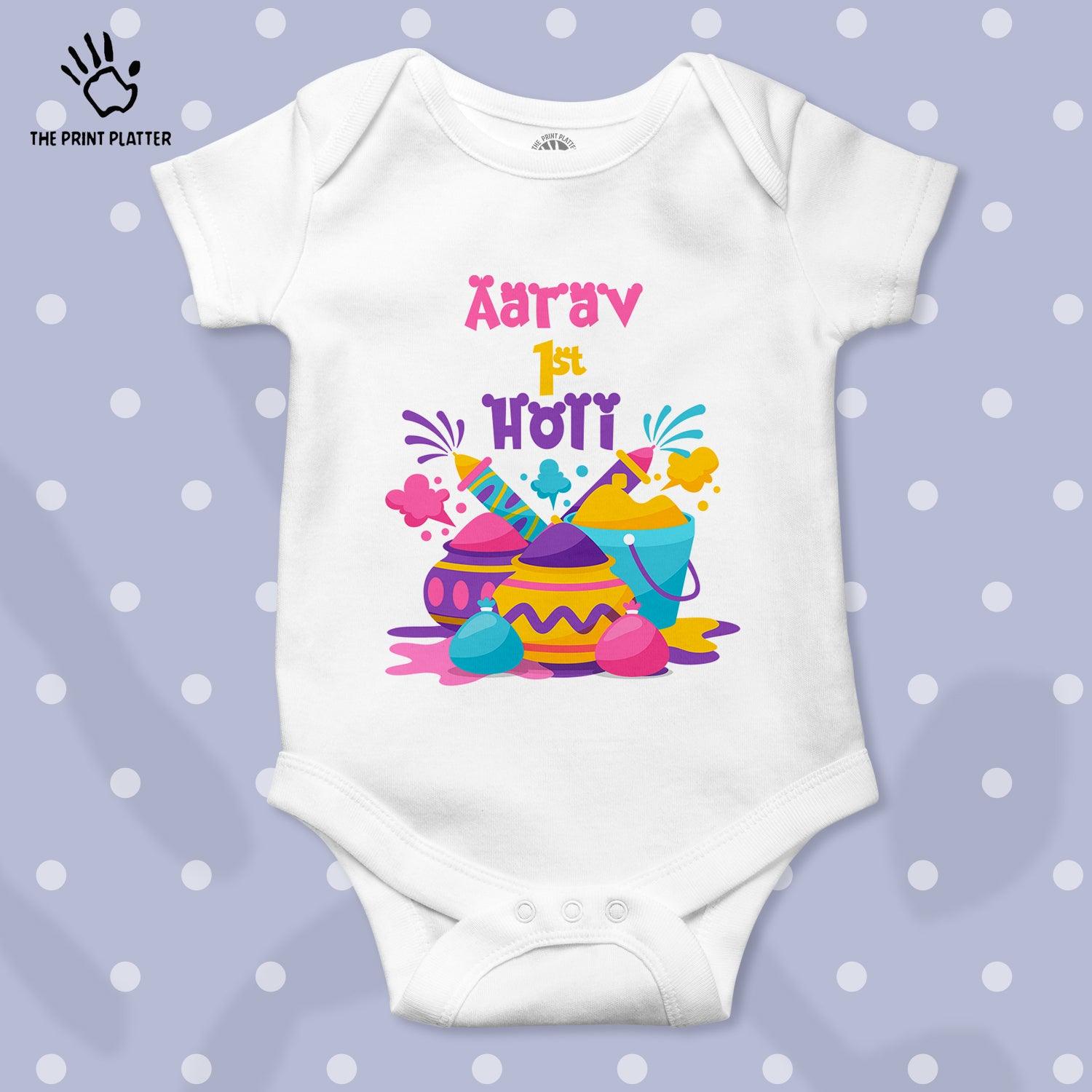 Aarav 1st Holi Unisex Half Sleeve Romper