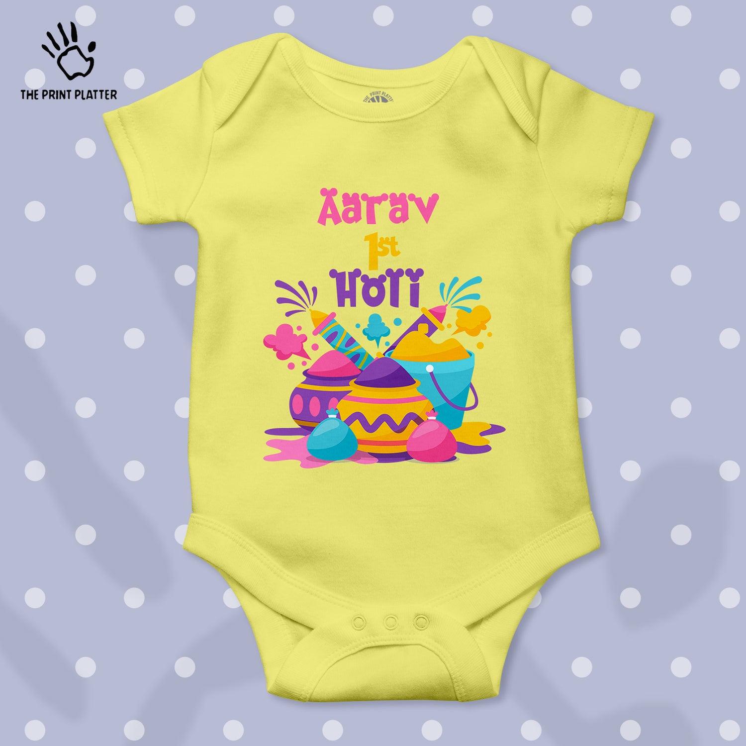 Aarav 1st Holi Unisex Half Sleeve Romper