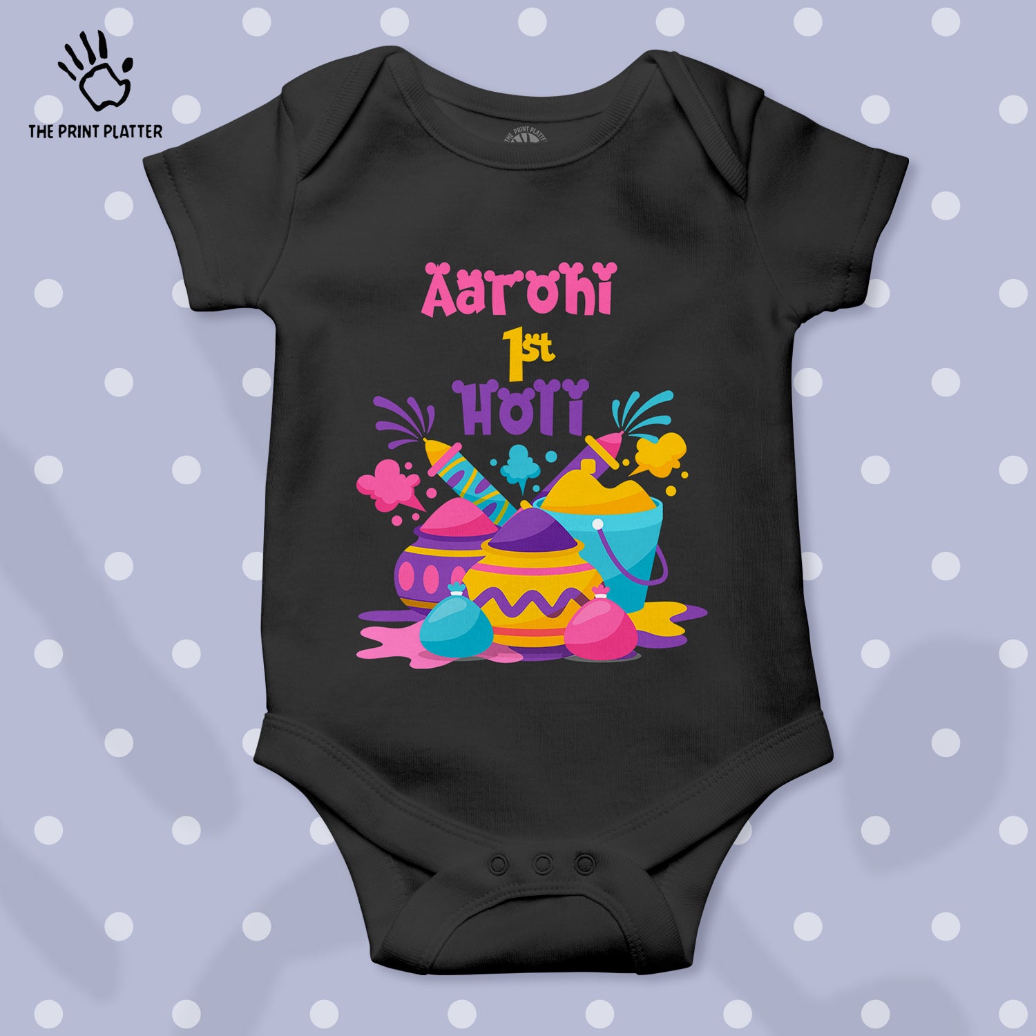 Aarohi 1st Holi Unisex Half Sleeve Romper