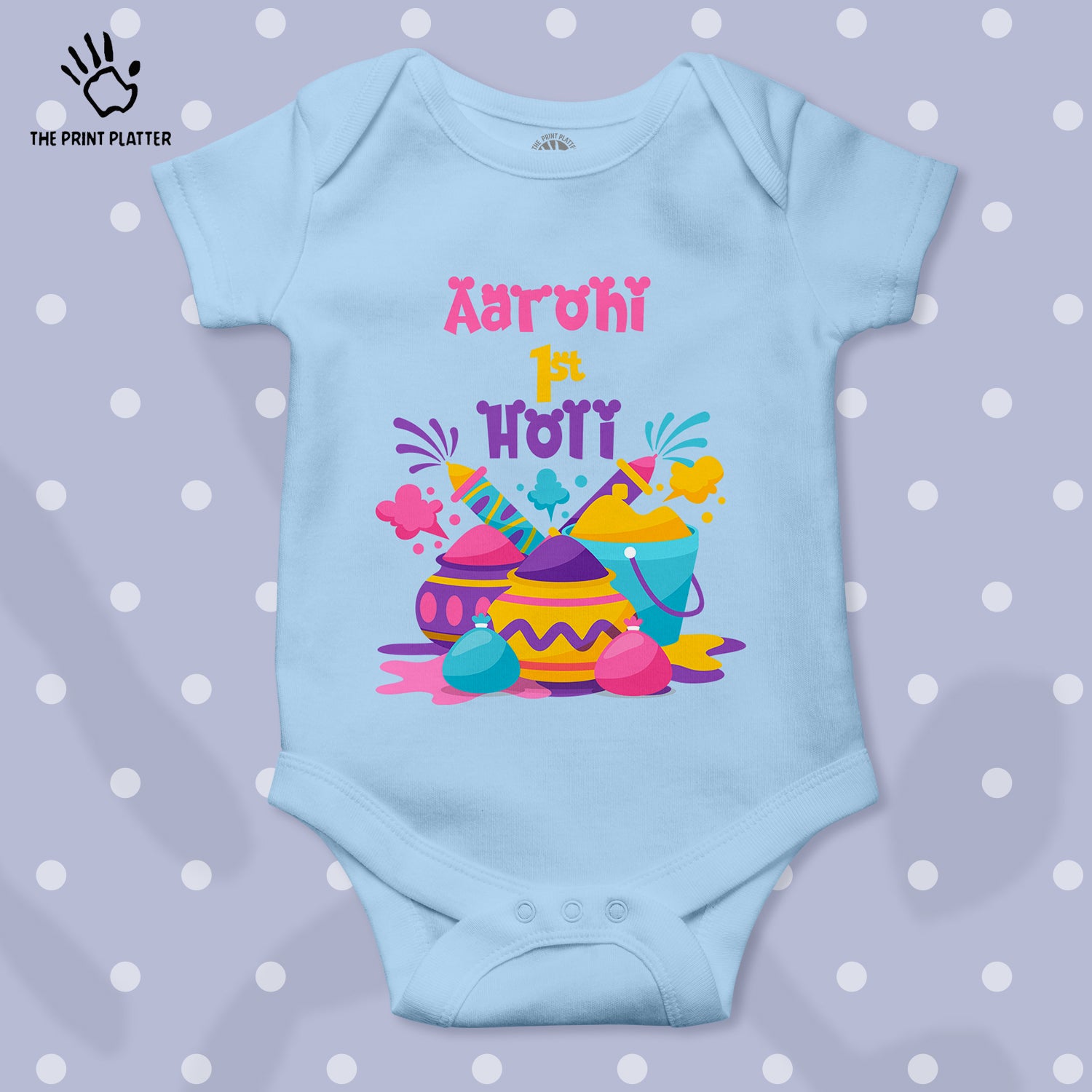 Aarohi 1st Holi Unisex Half Sleeve Romper