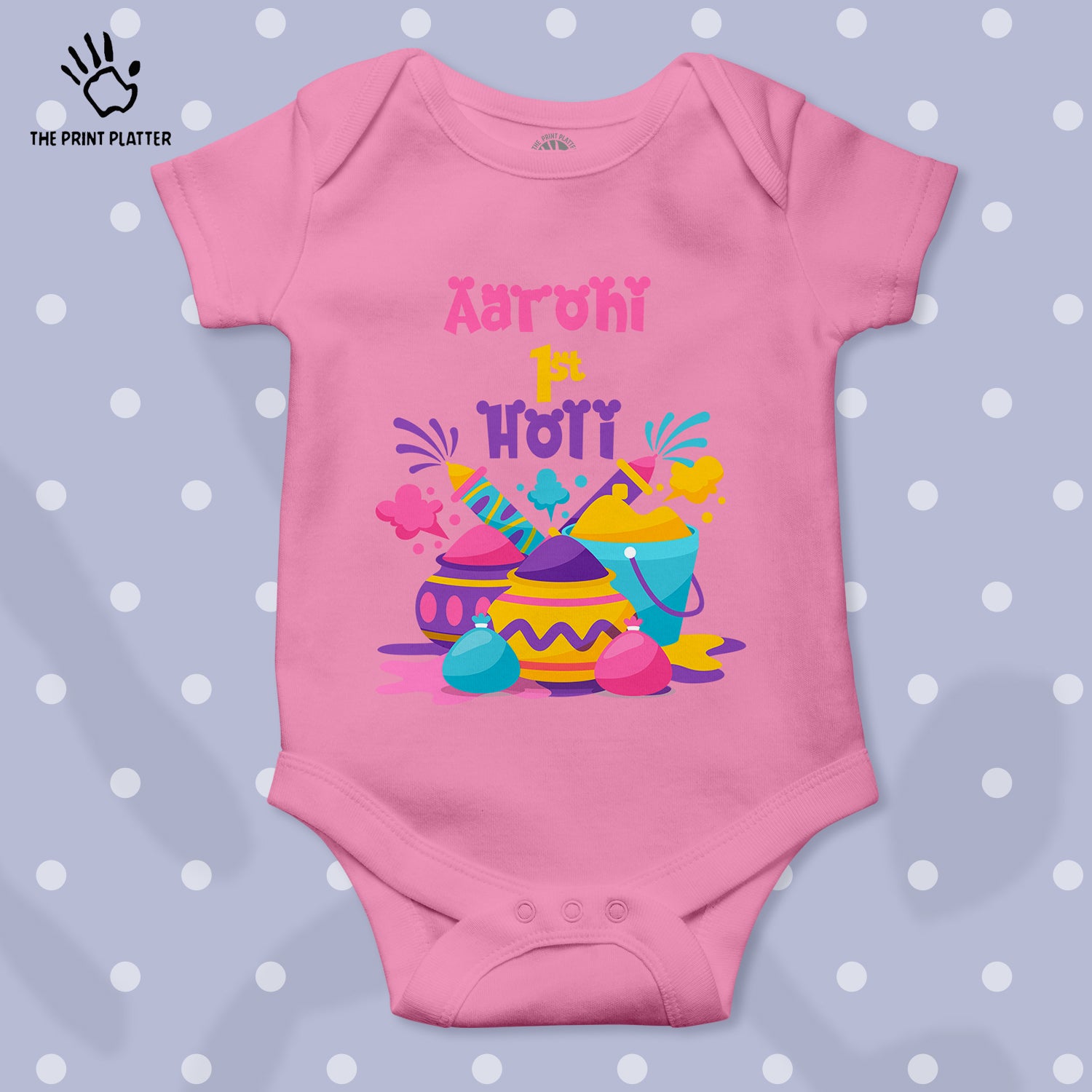 Aarohi 1st Holi Unisex Half Sleeve Romper