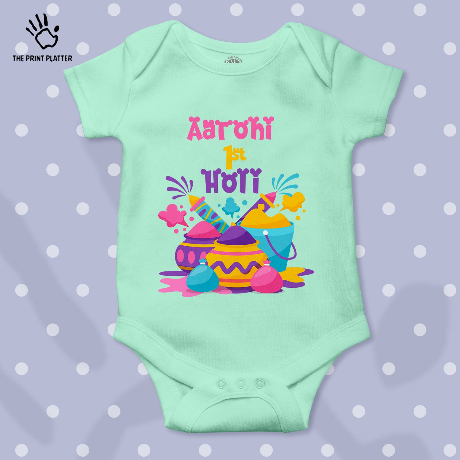 Aarohi 1st Holi Unisex Half Sleeve Romper