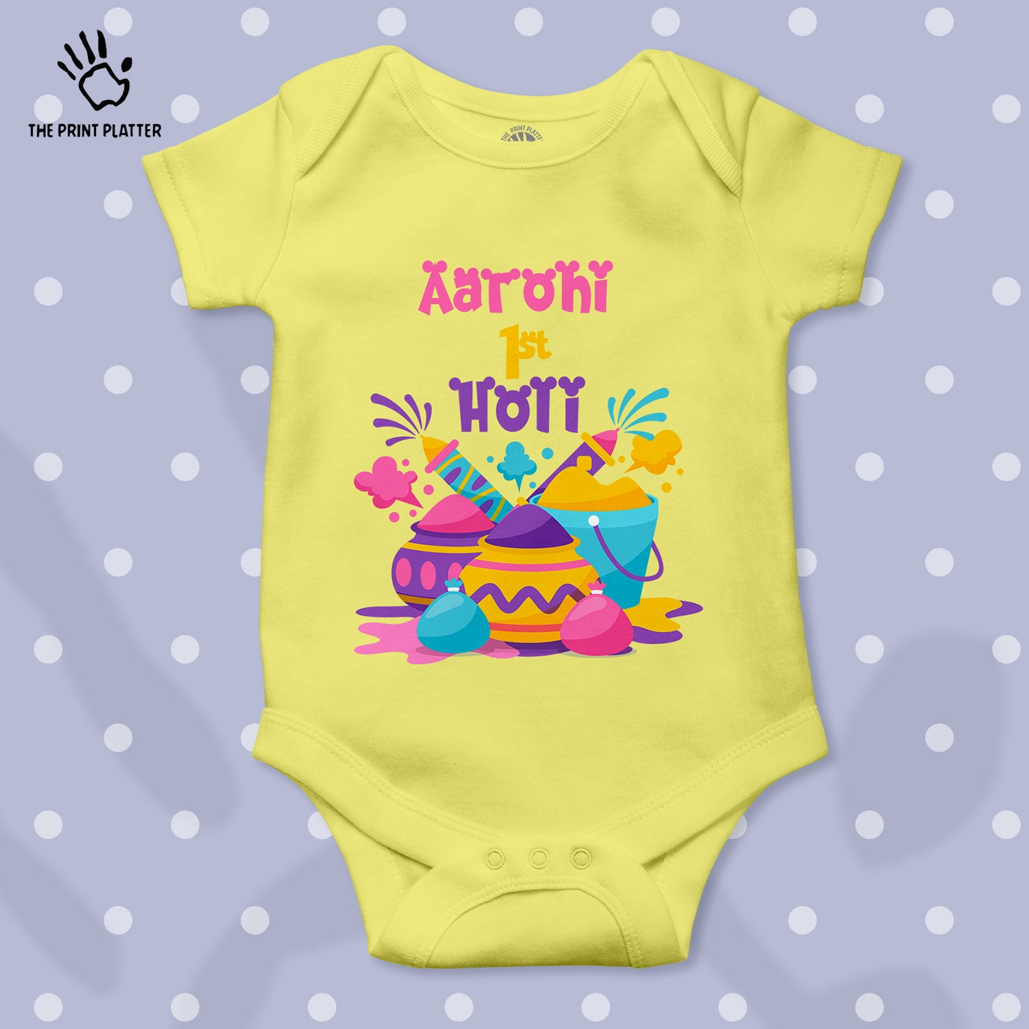 Aarohi 1st Holi Unisex Half Sleeve Romper