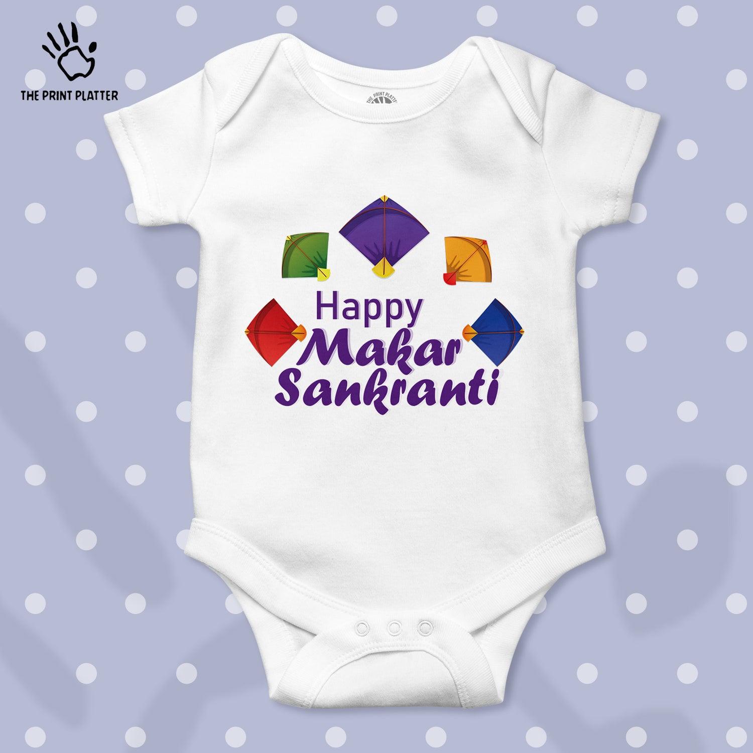 Happy Makar Sankranti Unisex Half Sleeve Romper