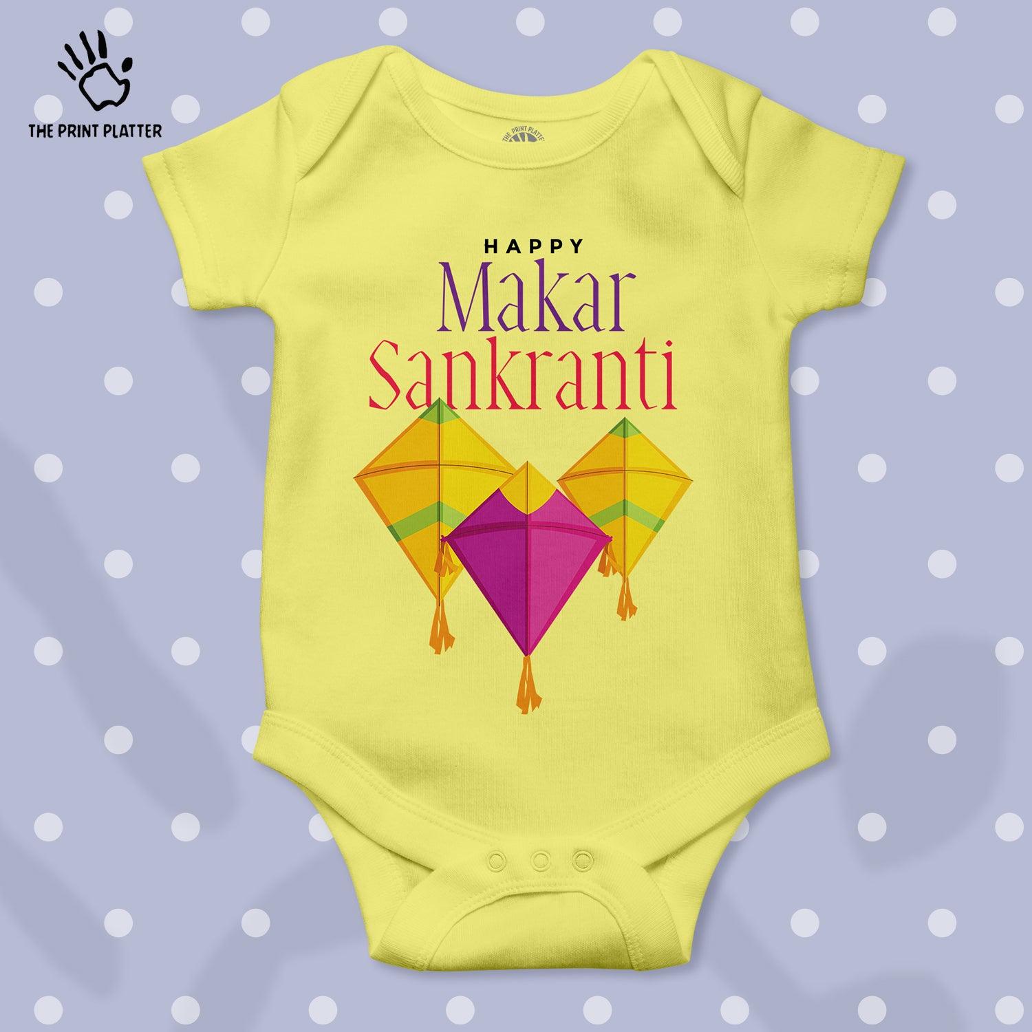 Happy Makar Sankranti Unisex Half Sleeve Romper