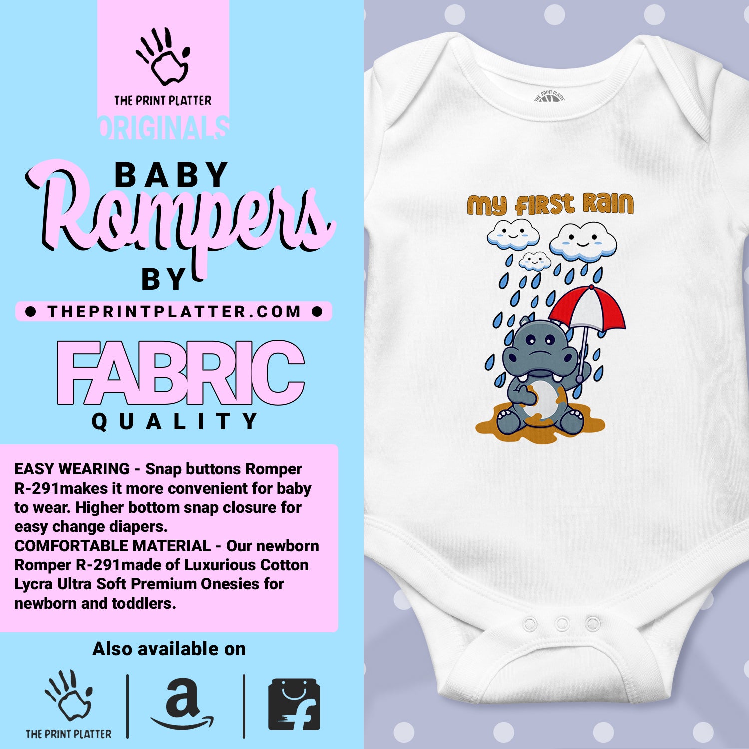 My First Rain Unisex Half Sleeve Romper