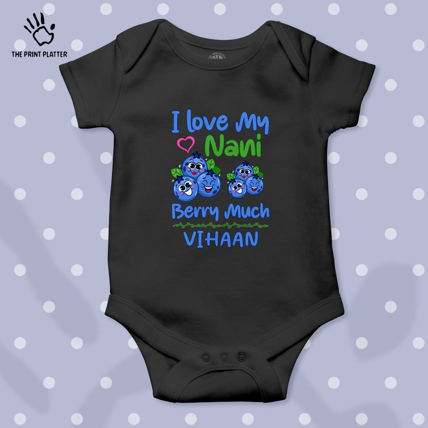 I Love My Nani Berry Much Vihaan Unisex Half Sleeve Romper