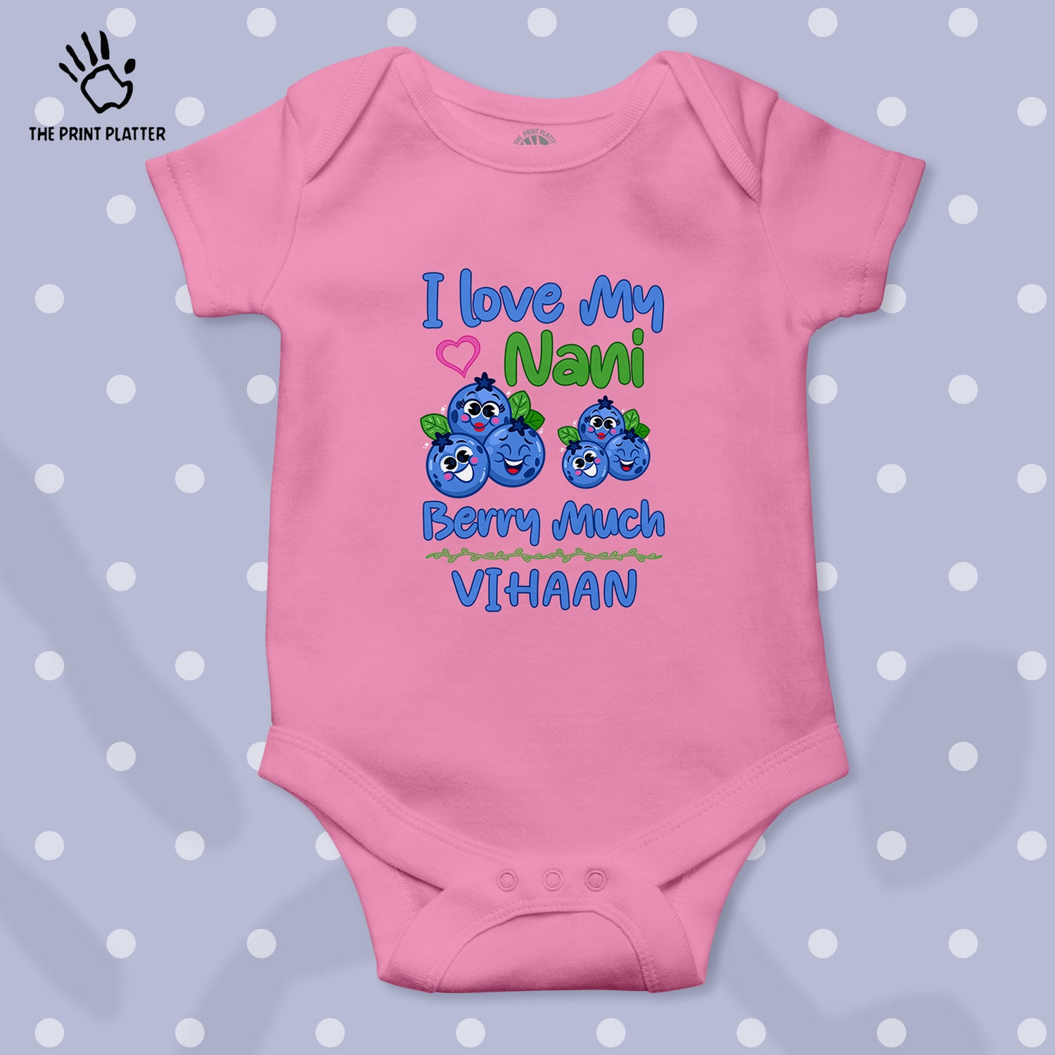 I Love My Nani Berry Much Vihaan Unisex Half Sleeve Romper