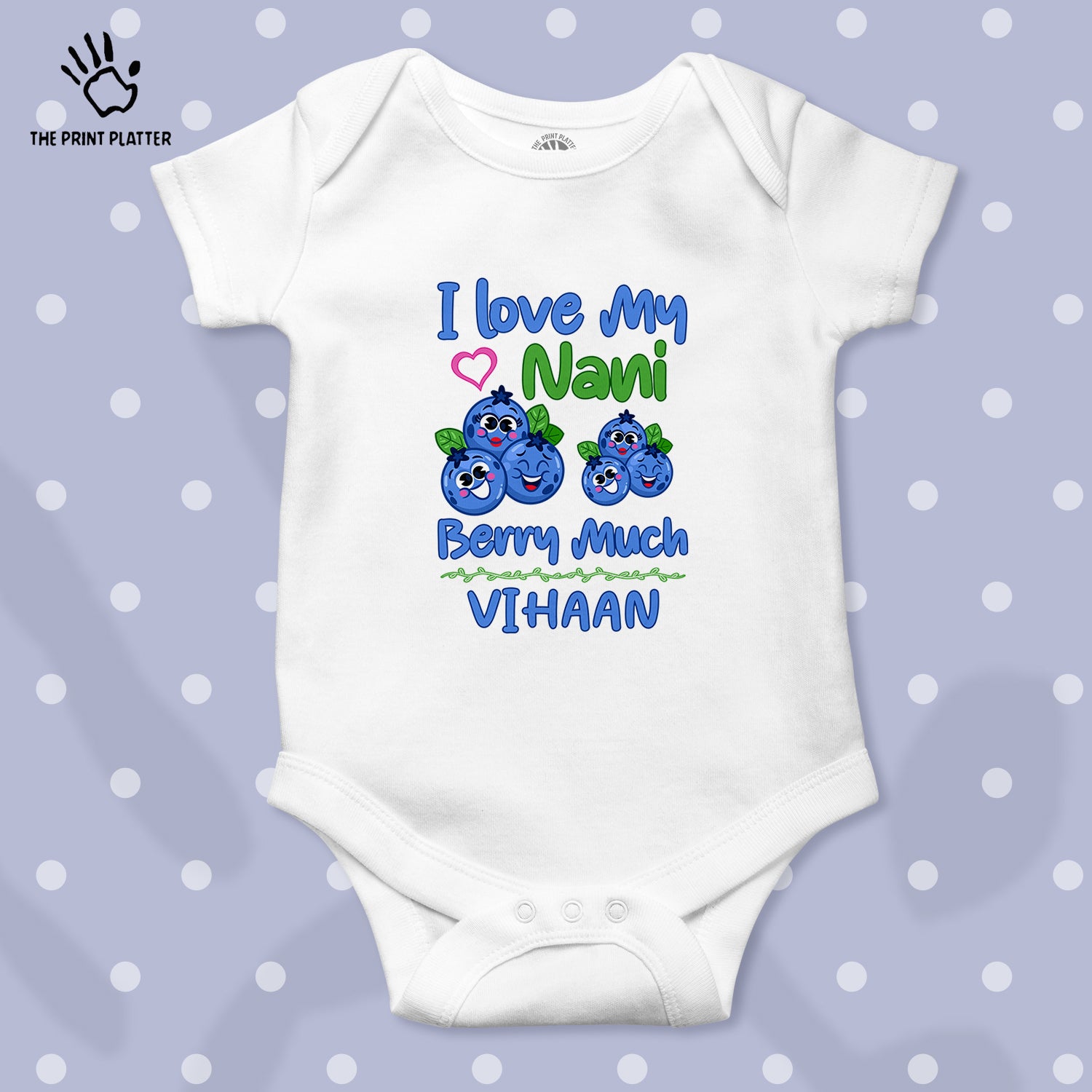 I Love My Nani Berry Much Vihaan Unisex Half Sleeve Romper